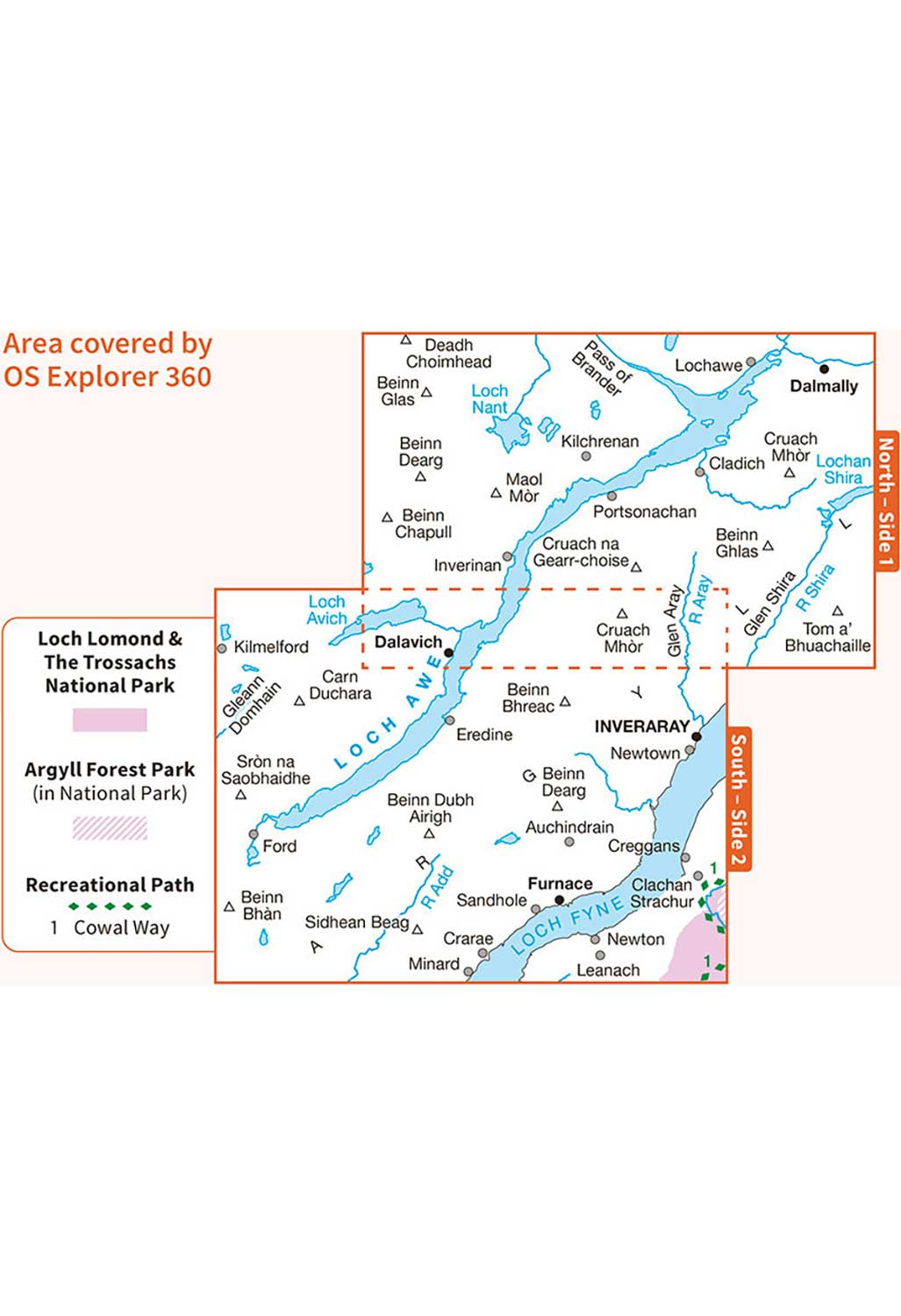 Ordnance Survey Loch Awe & Inveraray - OS Explorer 360 Map