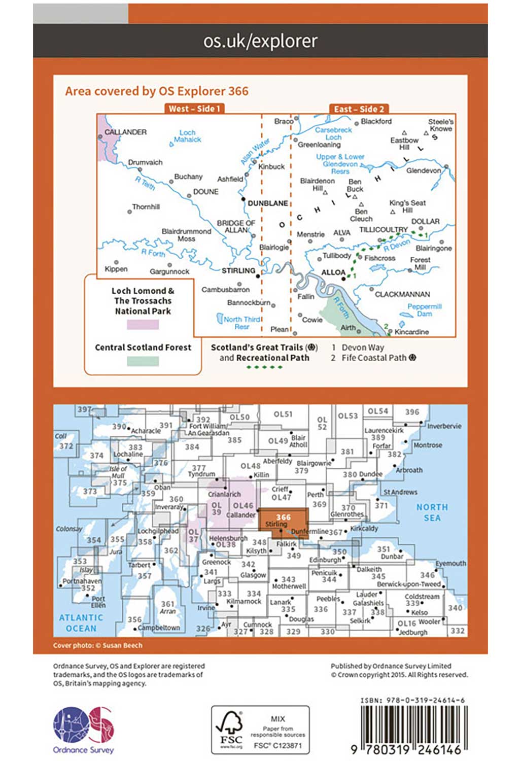 Ordnance Survey Stirling & Ochil Hills West - OS Explorer 366 Map