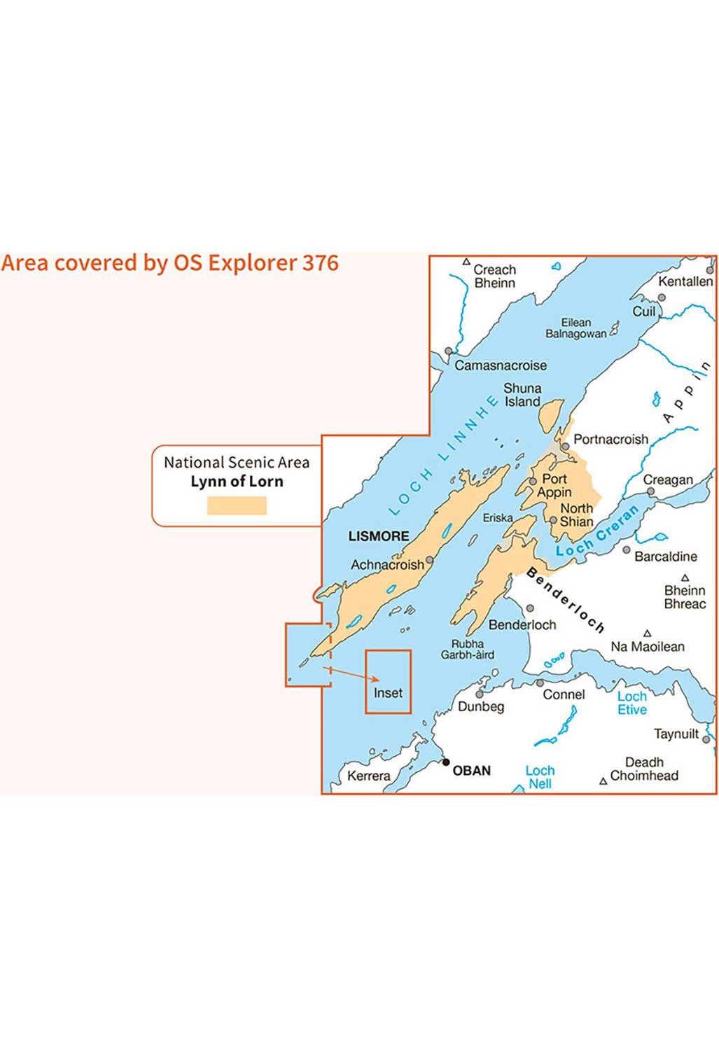 Ordnance Survey Oban & North Lorn - OS Explorer 376 Map