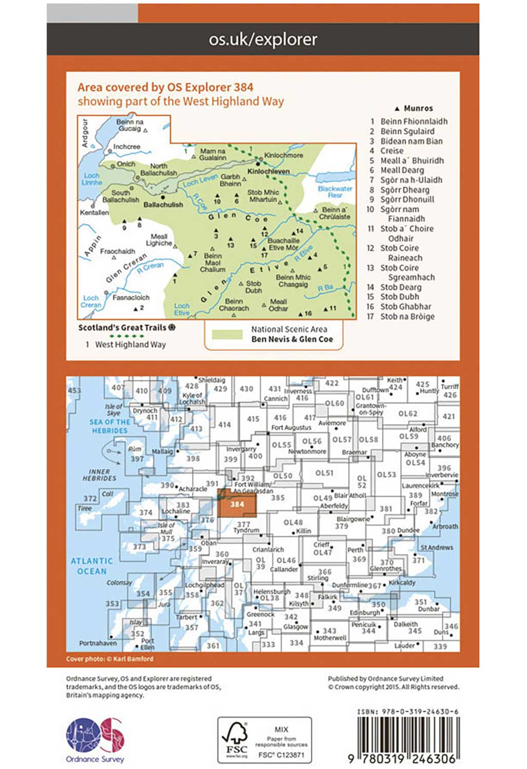Ordnance Survey Glen Coe - OS Explorer 384 Map