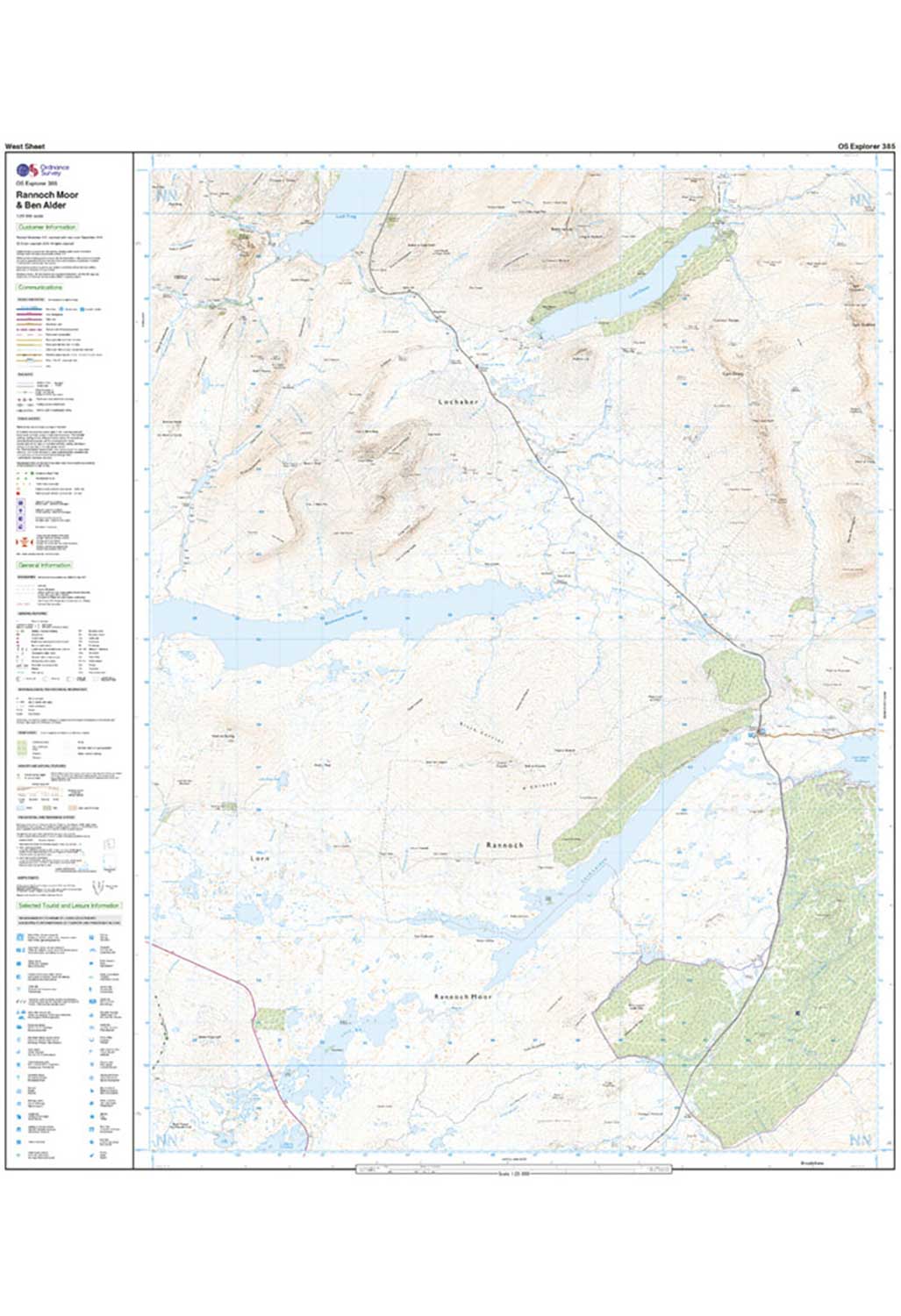 Ordnance Survey Rannoch Moor & Ben Alder - OS Explorer 385 Map