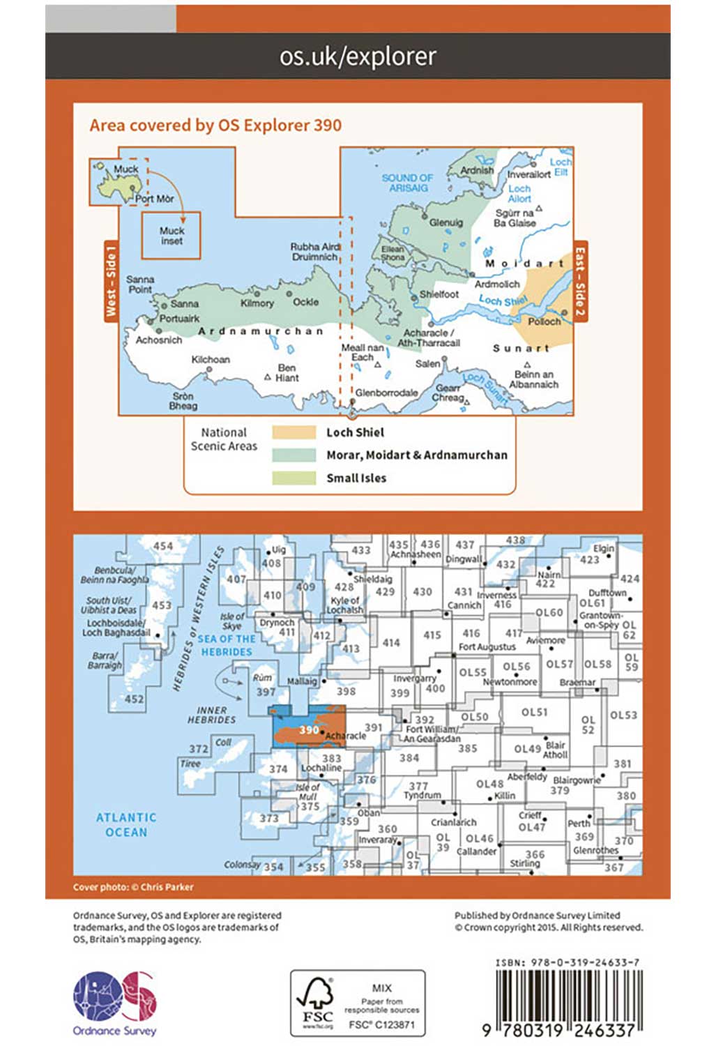 Ordnance Survey Ardnamurchan, Moidart, Sunart & Loch Shiel - OS Explorer 390 Map