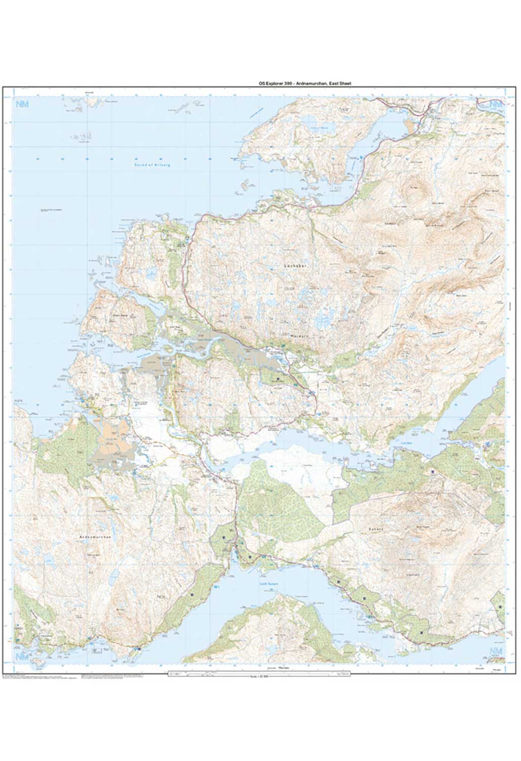 Ordnance Survey Ardnamurchan, Moidart, Sunart & Loch Shiel - OS Explorer 390 Map