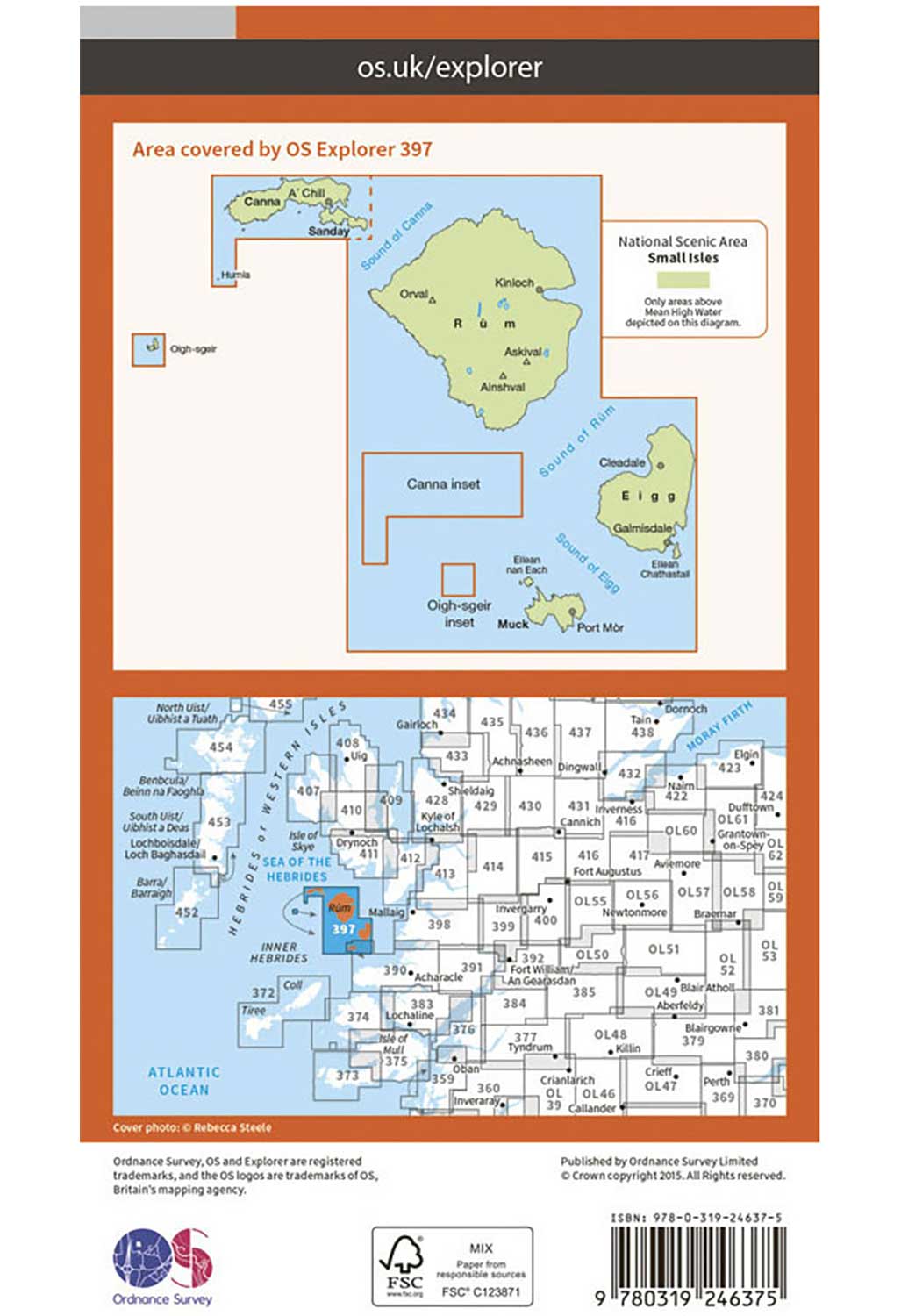 Ordnance Survey Ru`m, Eigg, Muck, Canna & Sanday - OS Explorer 397 Map