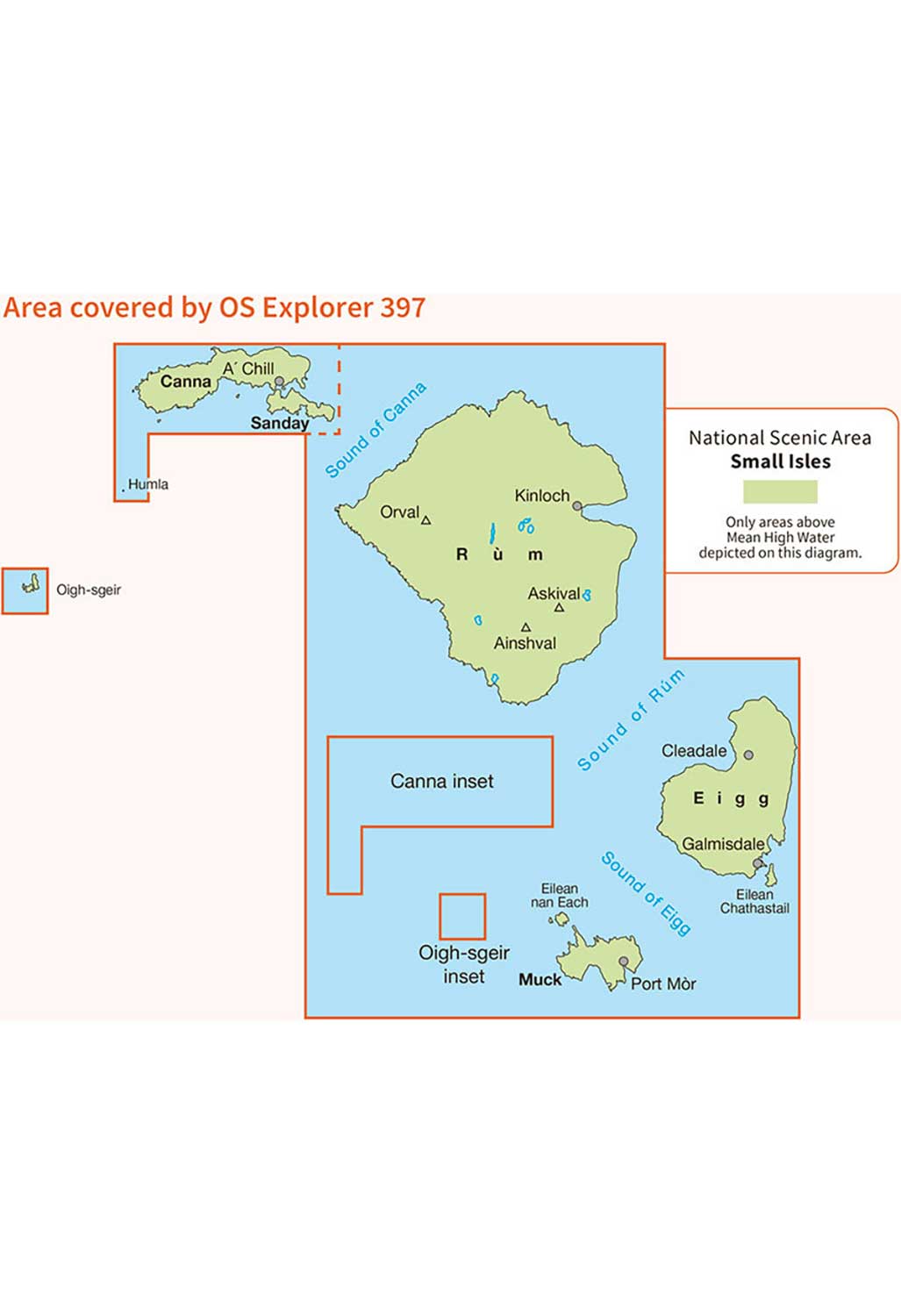 Ordnance Survey Ru`m, Eigg, Muck, Canna & Sanday - OS Explorer 397 Map
