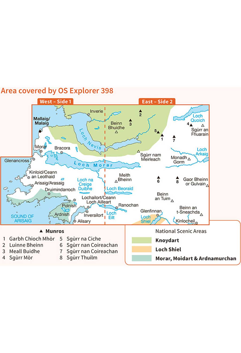 Morar Map Ordnance Survey Explorer 398: Loch Morar & Mallaig – Outsiders Store UK