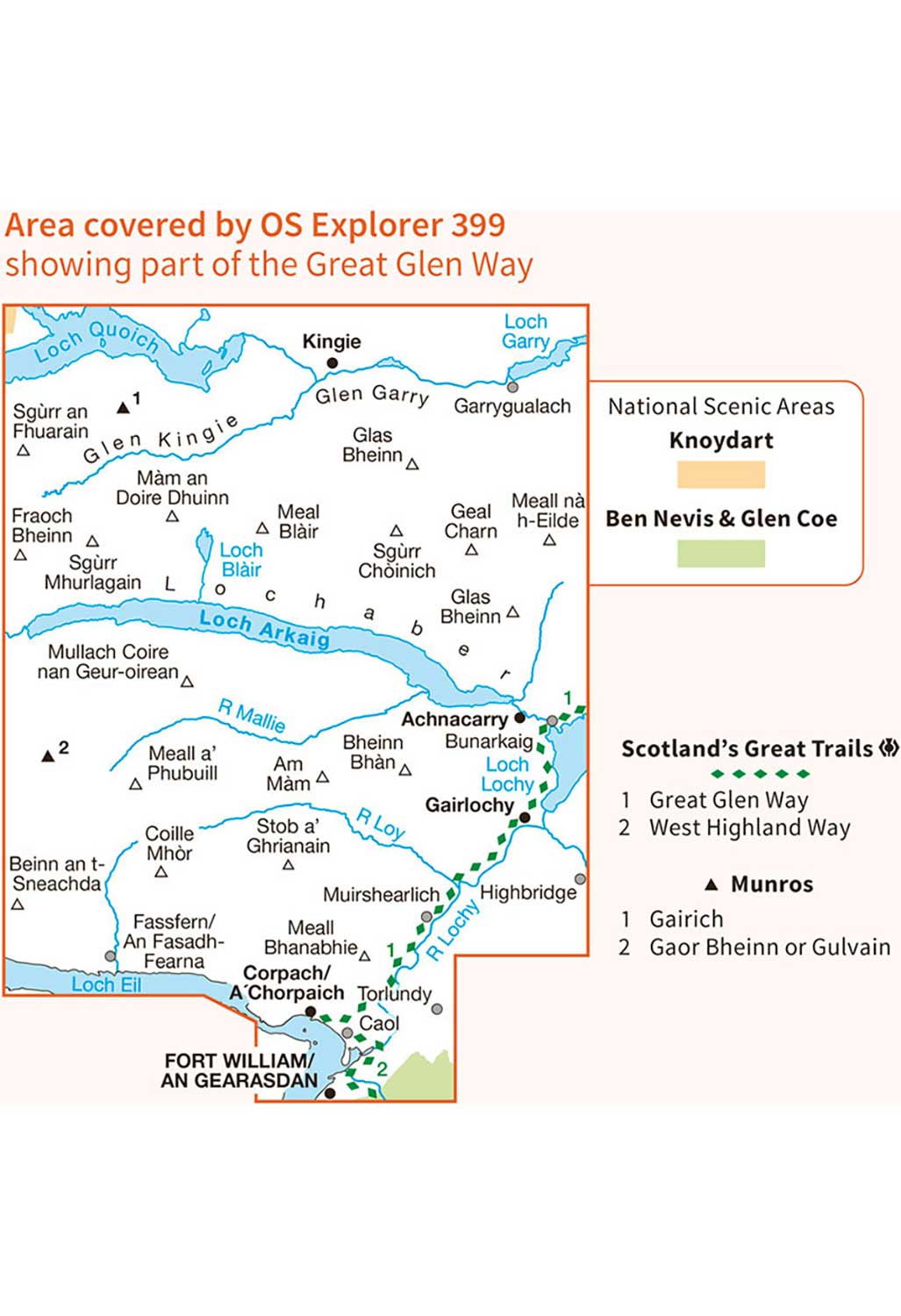 Ordnance Survey Loch Arkaig - OS Explorer 399 Map