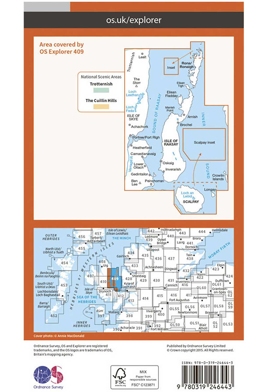 Ordnance Survey Raasay, Rona & Scalpay - OS Explorer 409 Map