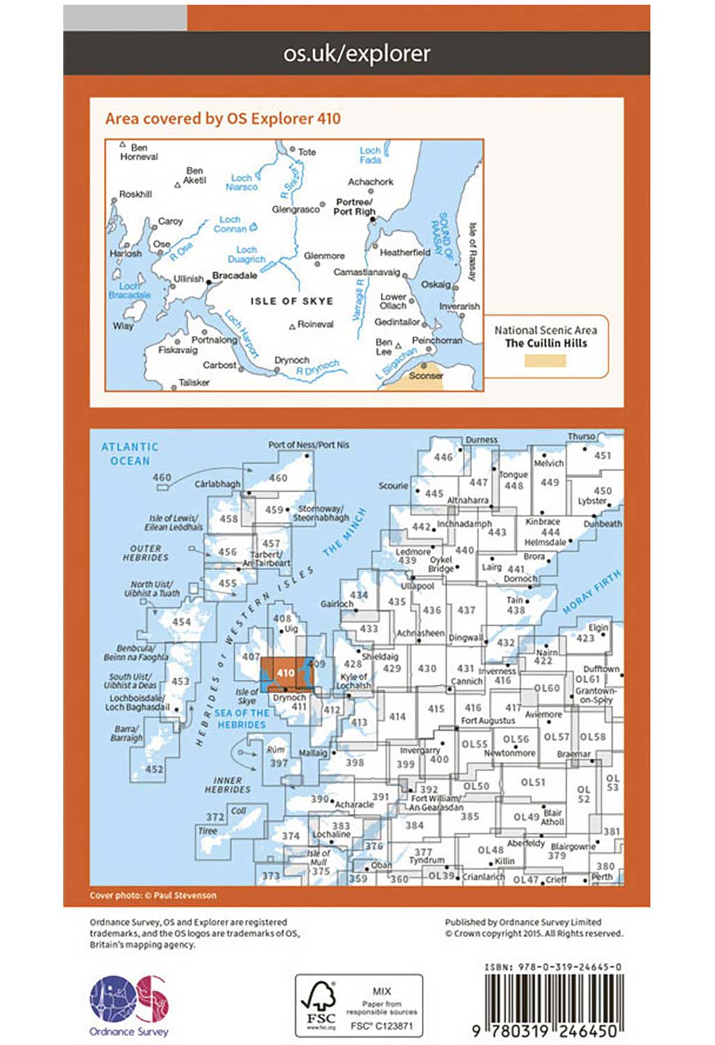Ordnance Survey Skye - Portree & Bracadale - OS Explorer 410 Map