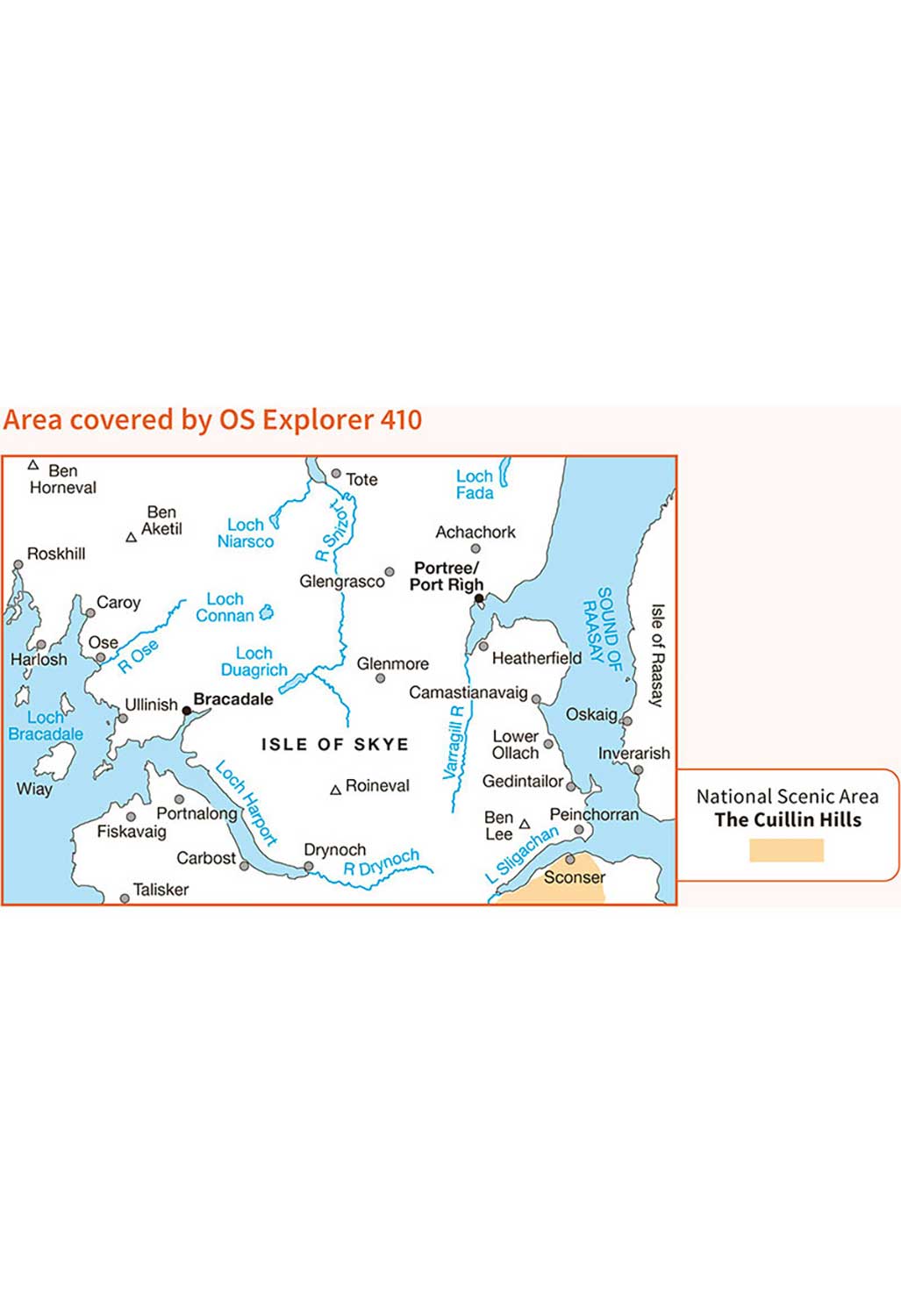 Ordnance Survey Skye - Portree & Bracadale - OS Explorer 410 Map