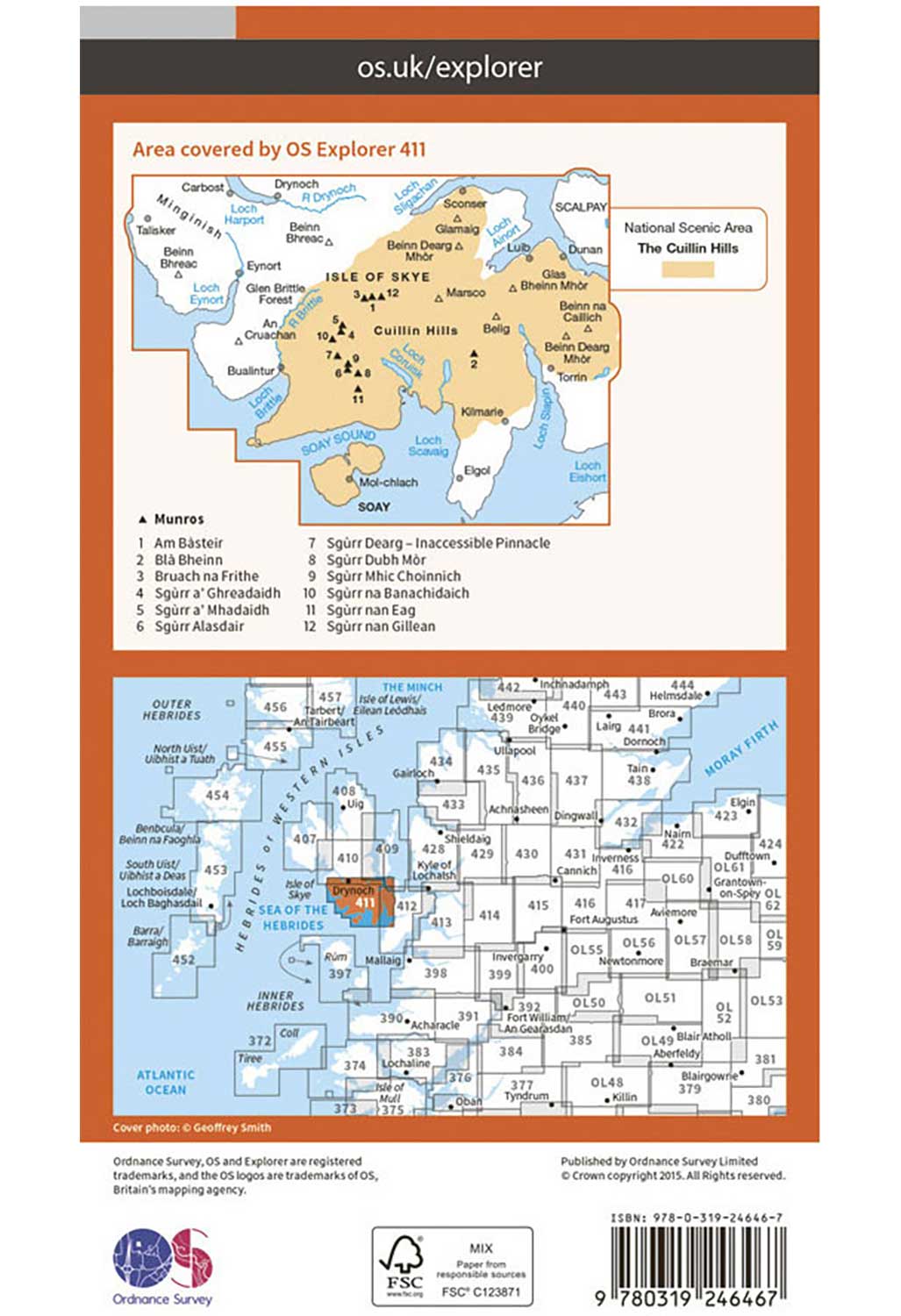 Ordnance Survey Explorer 411: Skye – Cuillin Hills – Outsiders Store UK