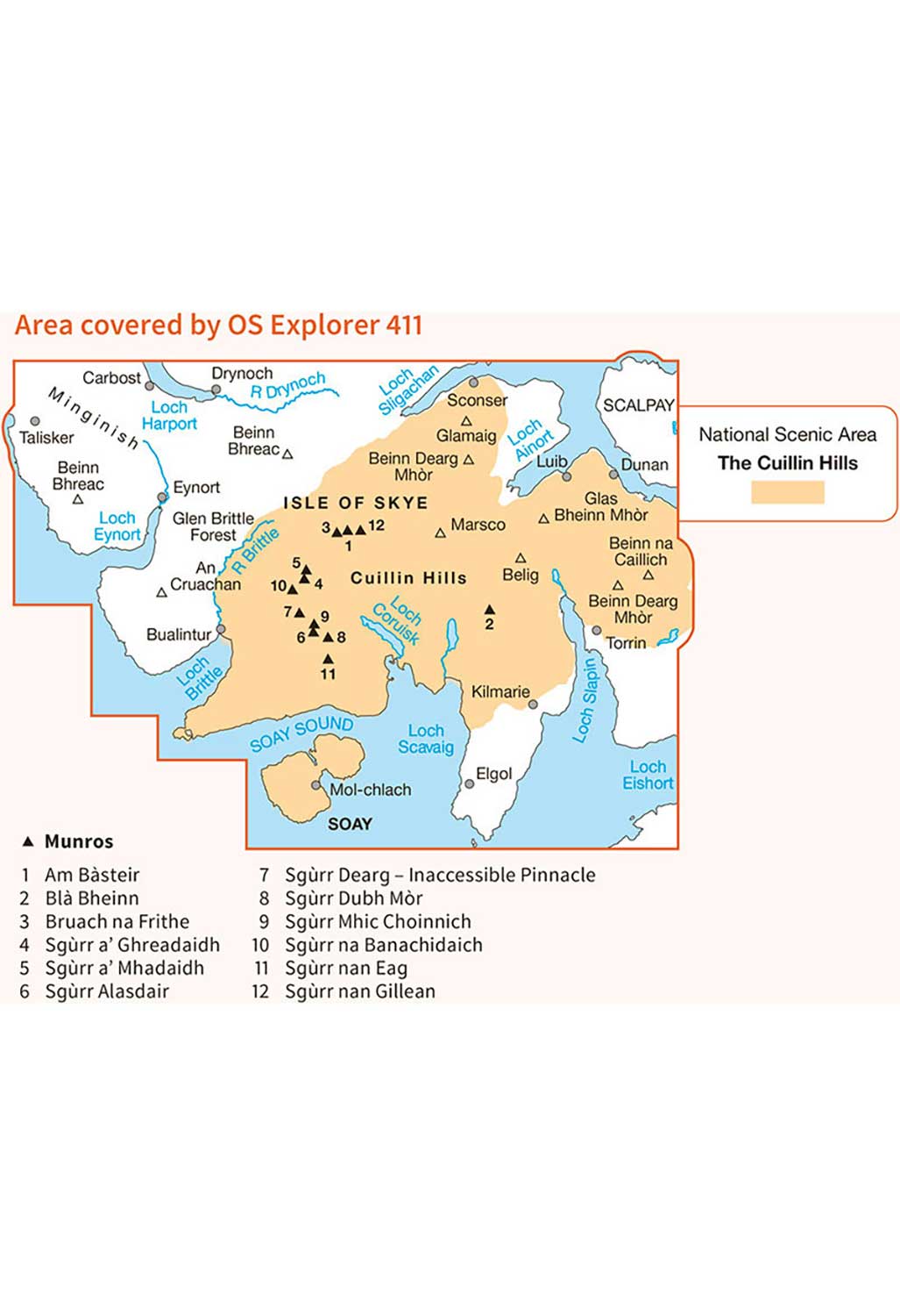 Ordnance Survey Skye - Cuillin Hills - OS Explorer 411 Map