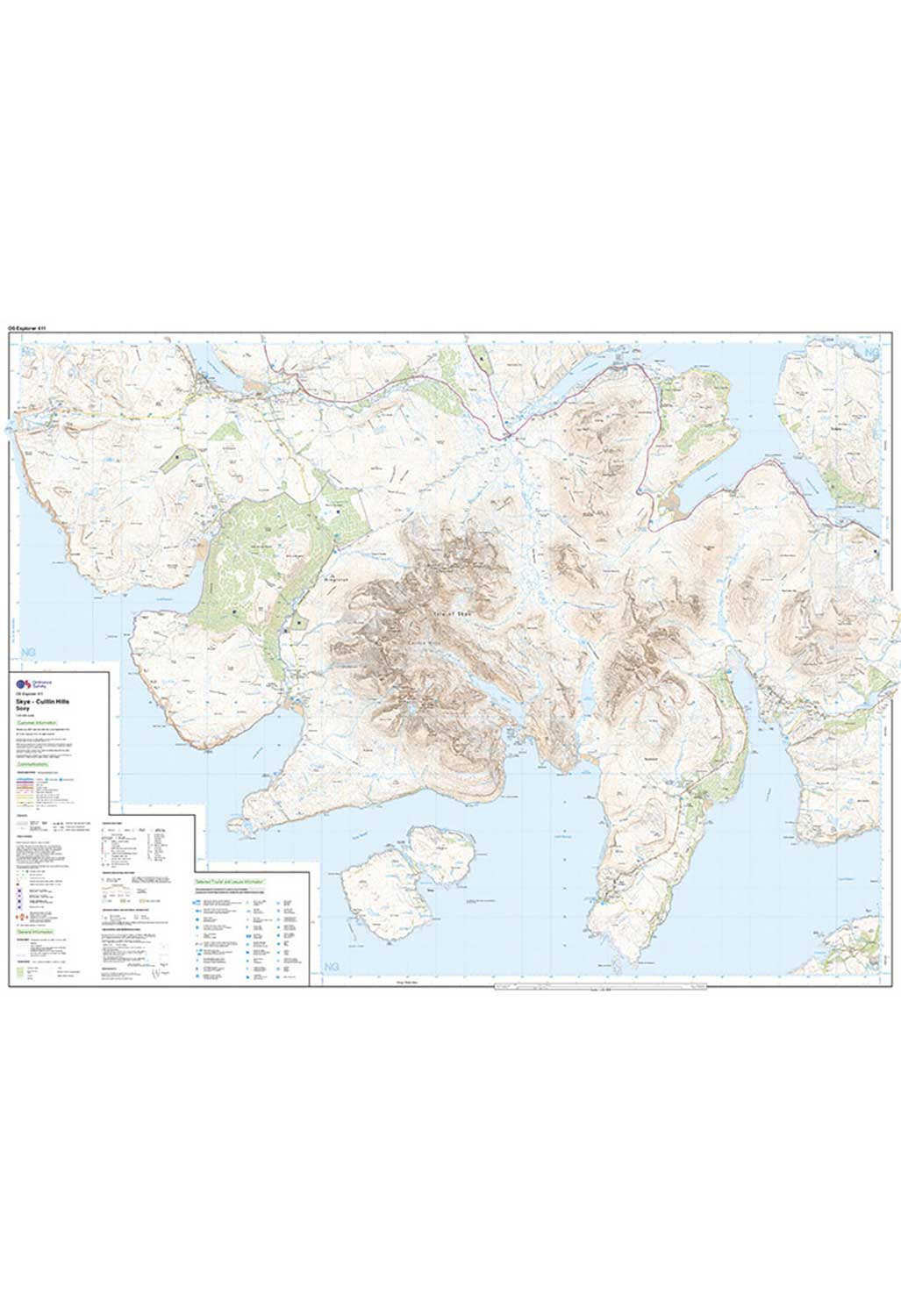 Ordnance Survey Skye - Cuillin Hills - OS Explorer 411 Map