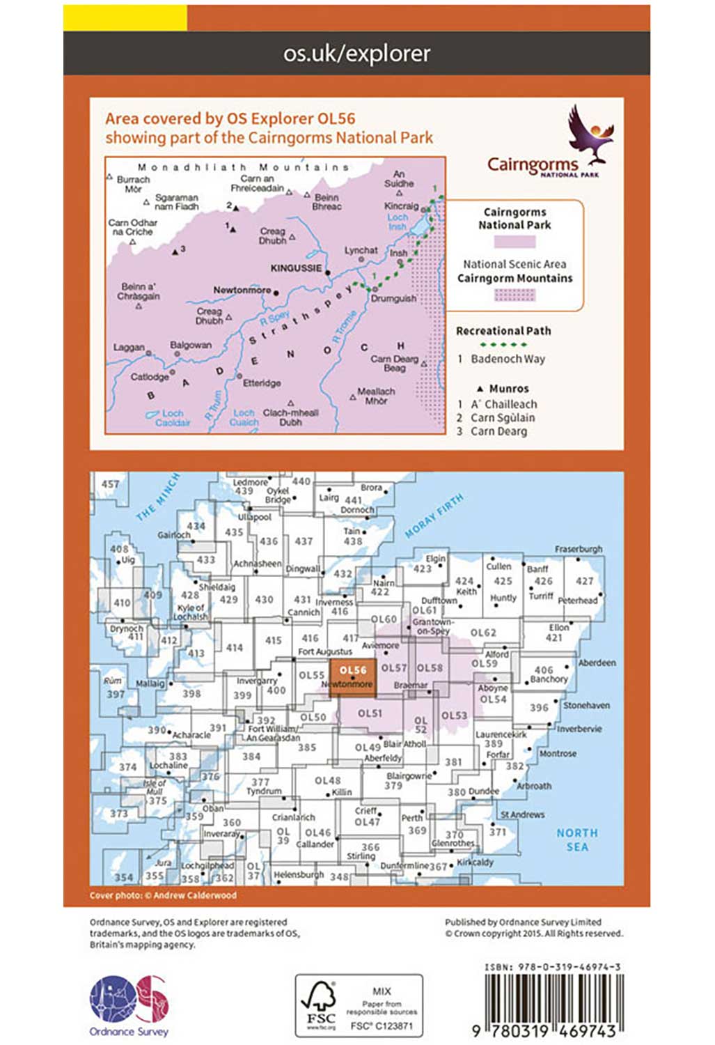 Ordnance Survey Badenoch & Strathspey - OS Explorer Active OL56 Map