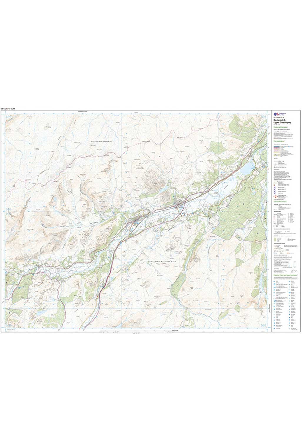 Ordnance Survey Badenoch & Strathspey - OS Explorer Active OL56 Map