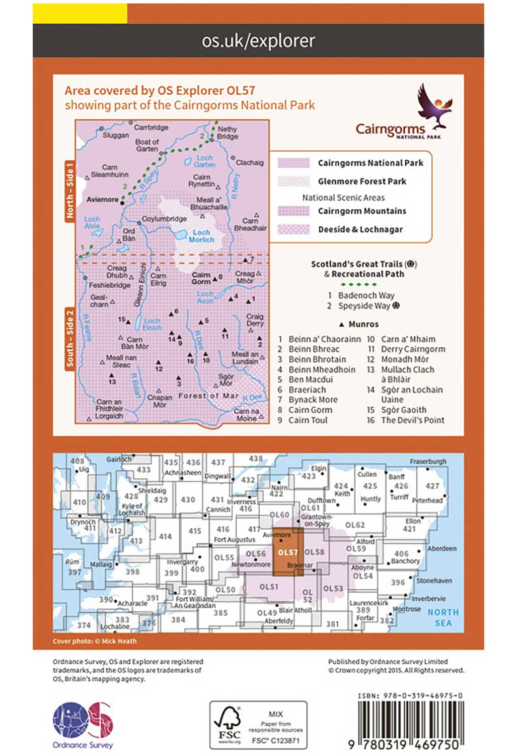 Ordnance Survey Cairn Gorm & Aviemore - OS Explorer Active OL57 Map