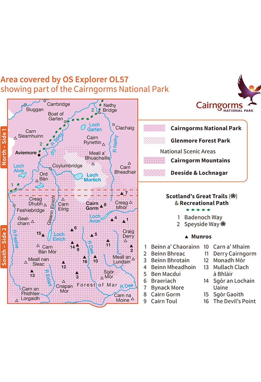 Ordnance Survey Cairn Gorm & Aviemore - OS Explorer Active OL57 Map