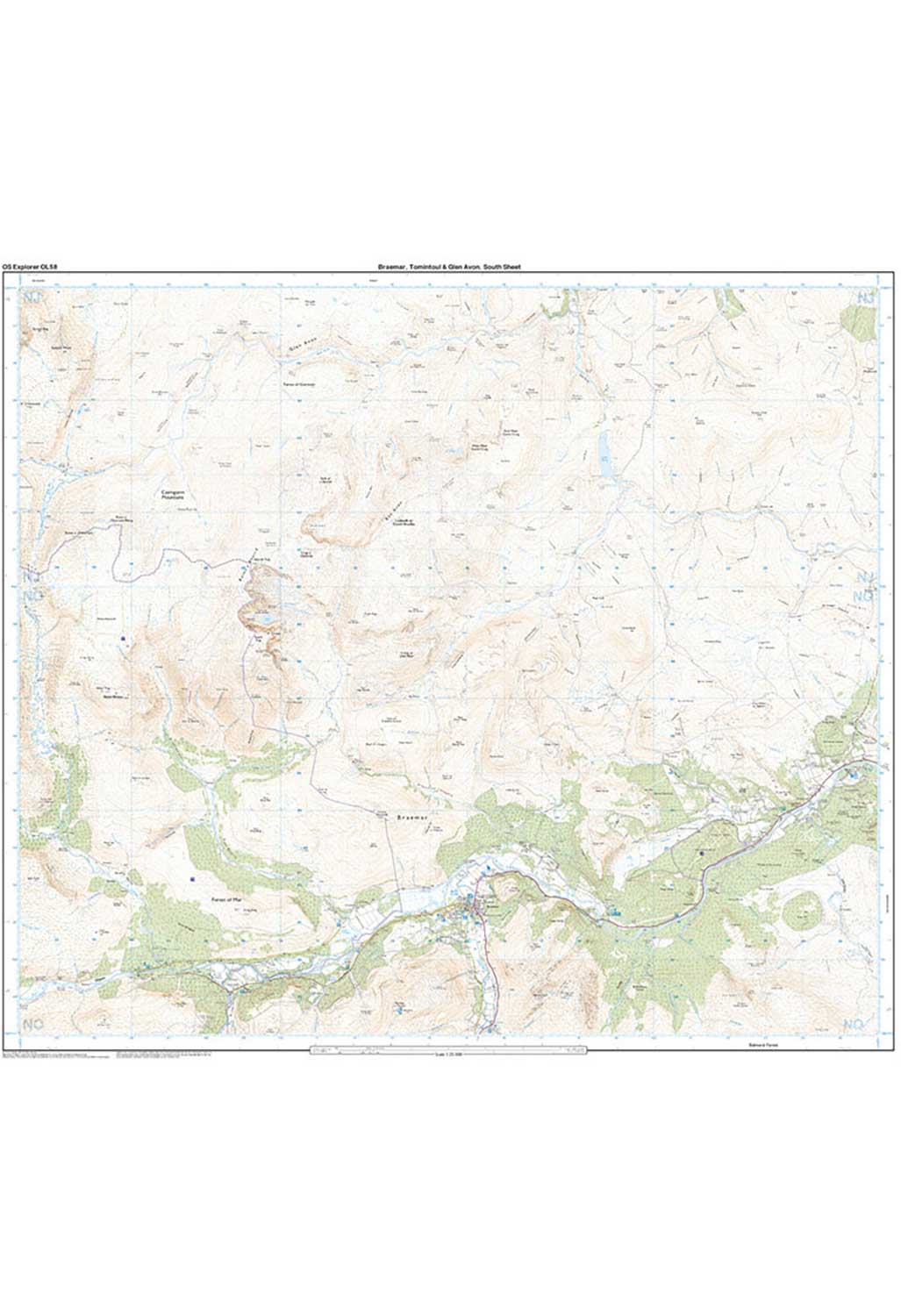 Ordnance Survey Braemar, Tomintoul & Glen Avon - OS Explorer Active OL58 Map