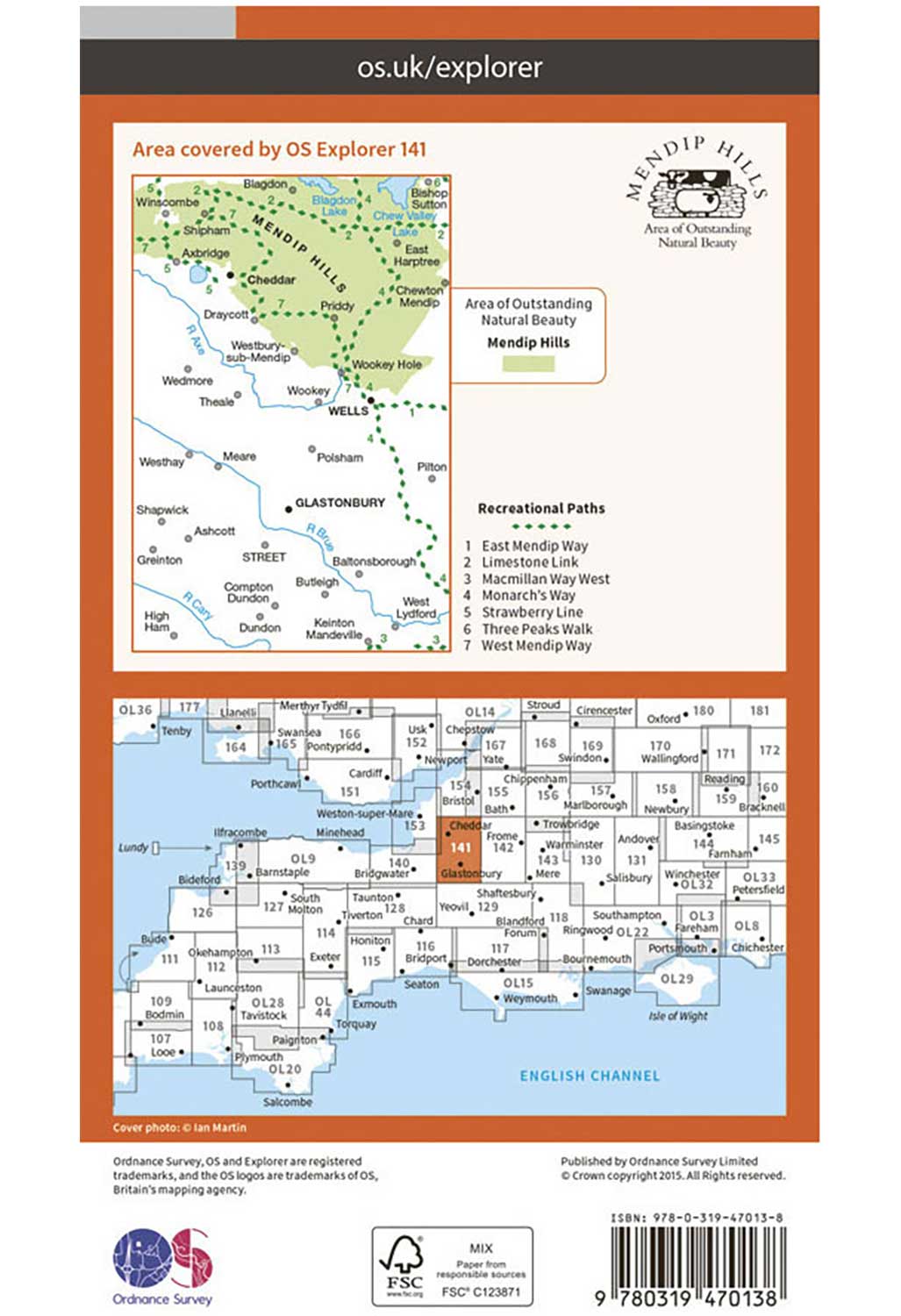 Ordnance Survey Cheddar Gorge & Mendip Hills West - OS Explorer Active 141 Map