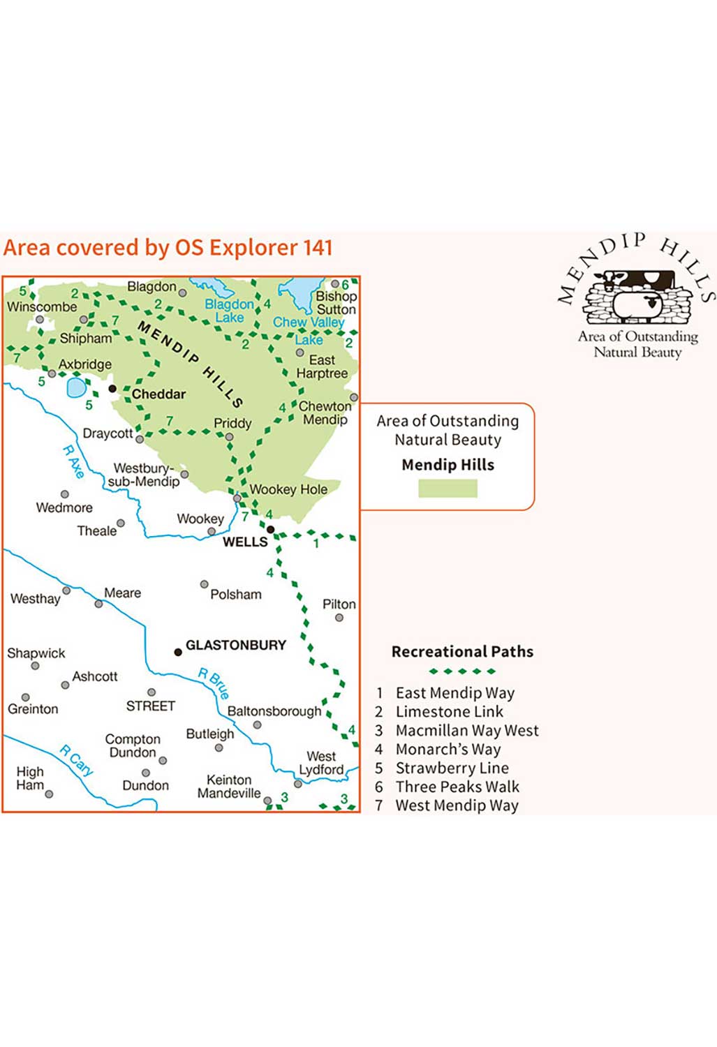 Ordnance Survey Cheddar Gorge & Mendip Hills West - OS Explorer Active 141 Map