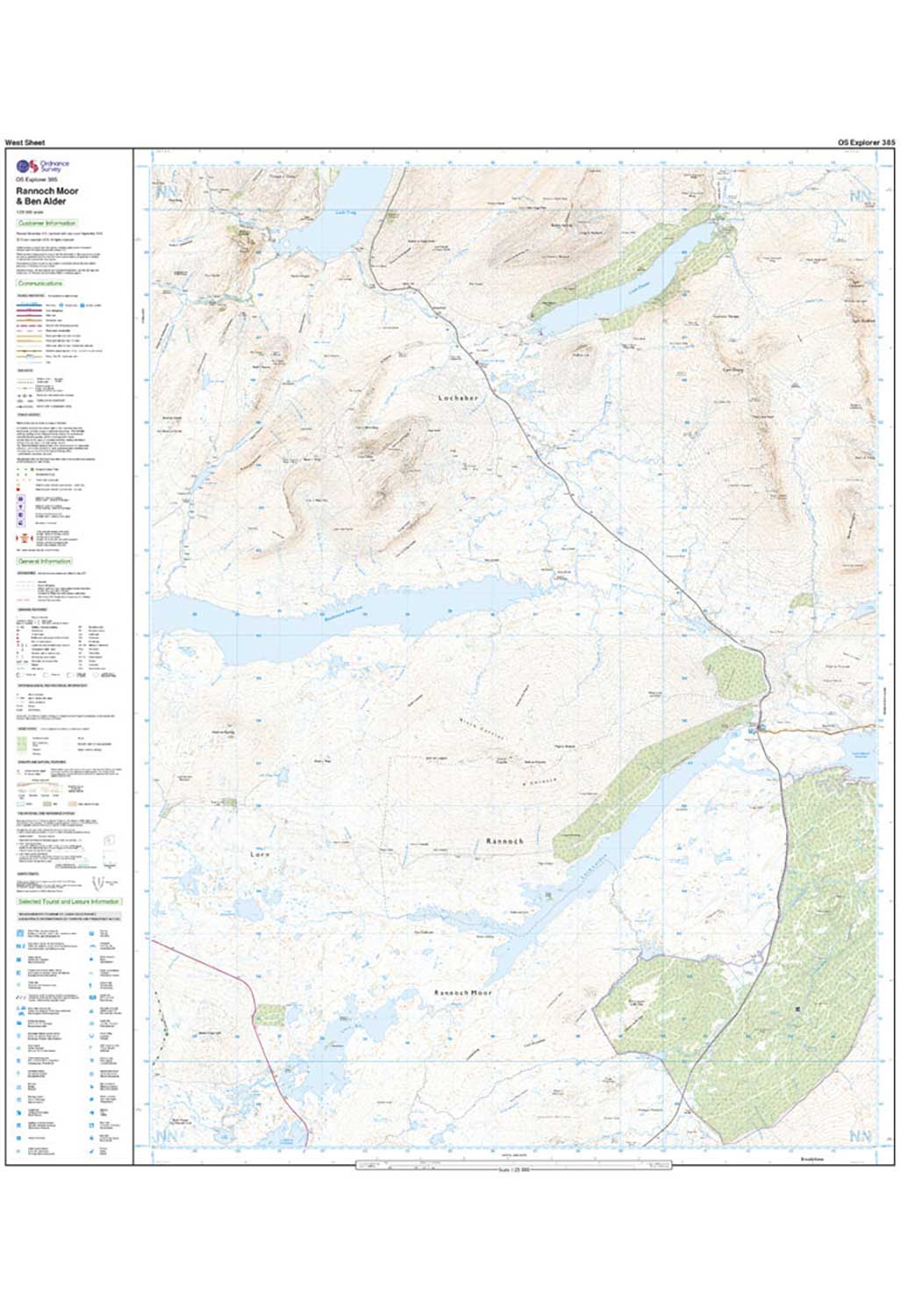 Ordnance Survey Rannoch Moor & Ben Alder - OS Explorer Active 385 Map