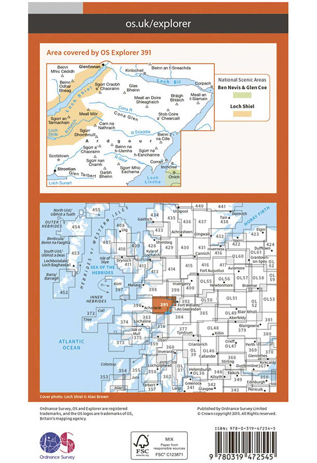 Ordnance Survey Ardgour & Strontian - OS Explorer Active 391 Map