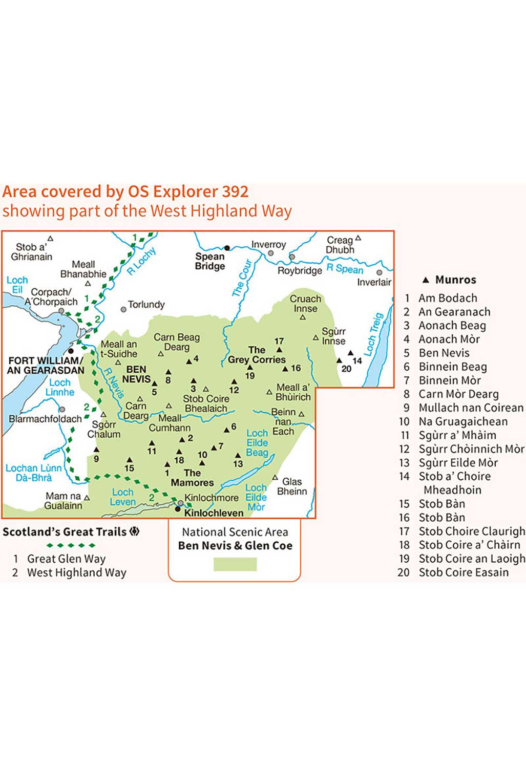 Ordnance Survey Ben Nevis - OS Explorer Active 392 Map