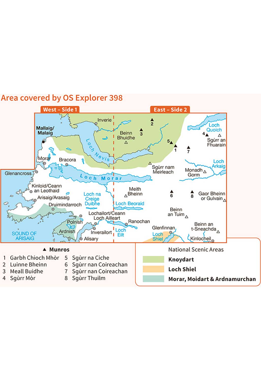 Ordnance Survey Loch Morar & Mallaig - OS Explorer Active 398 Map