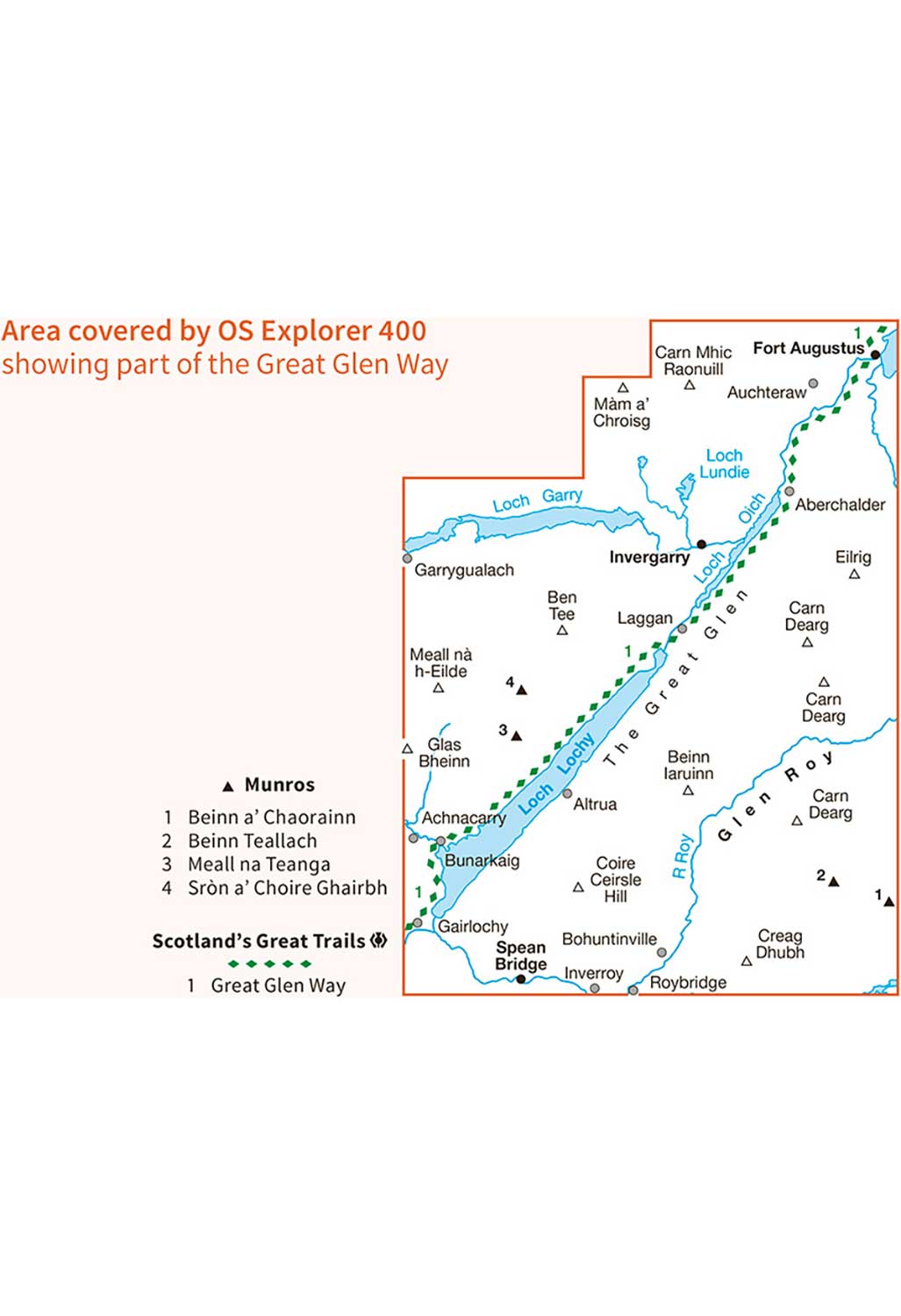 Ordnance Survey Loch Lochy & Glen Roy - OS Explorer Active 400 Map