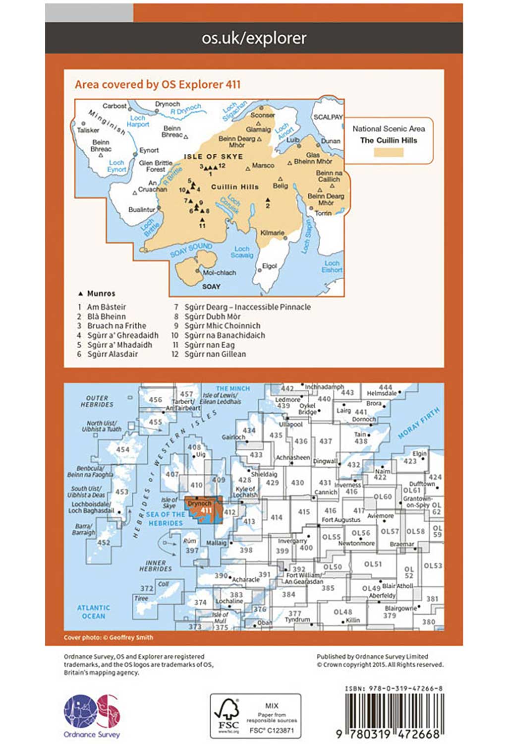 Ordnance Survey Skye - Cuillin Hills - OS Explorer Active 411 Map