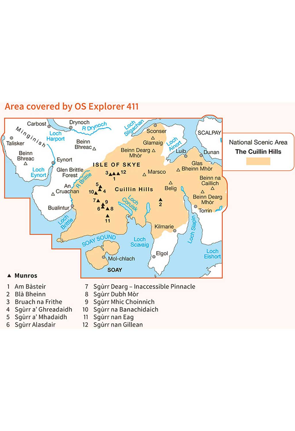 Ordnance Survey Skye - Cuillin Hills - OS Explorer Active 411 Map