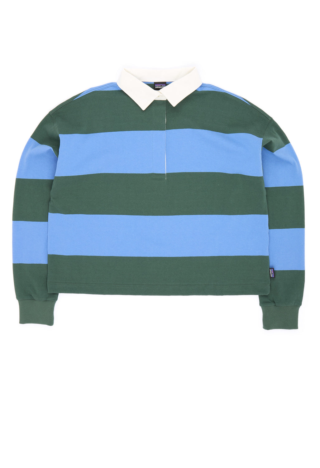 Patagonia Women's Long Sleeve Rugby Shirt - Wide Stripe / Diver Blue