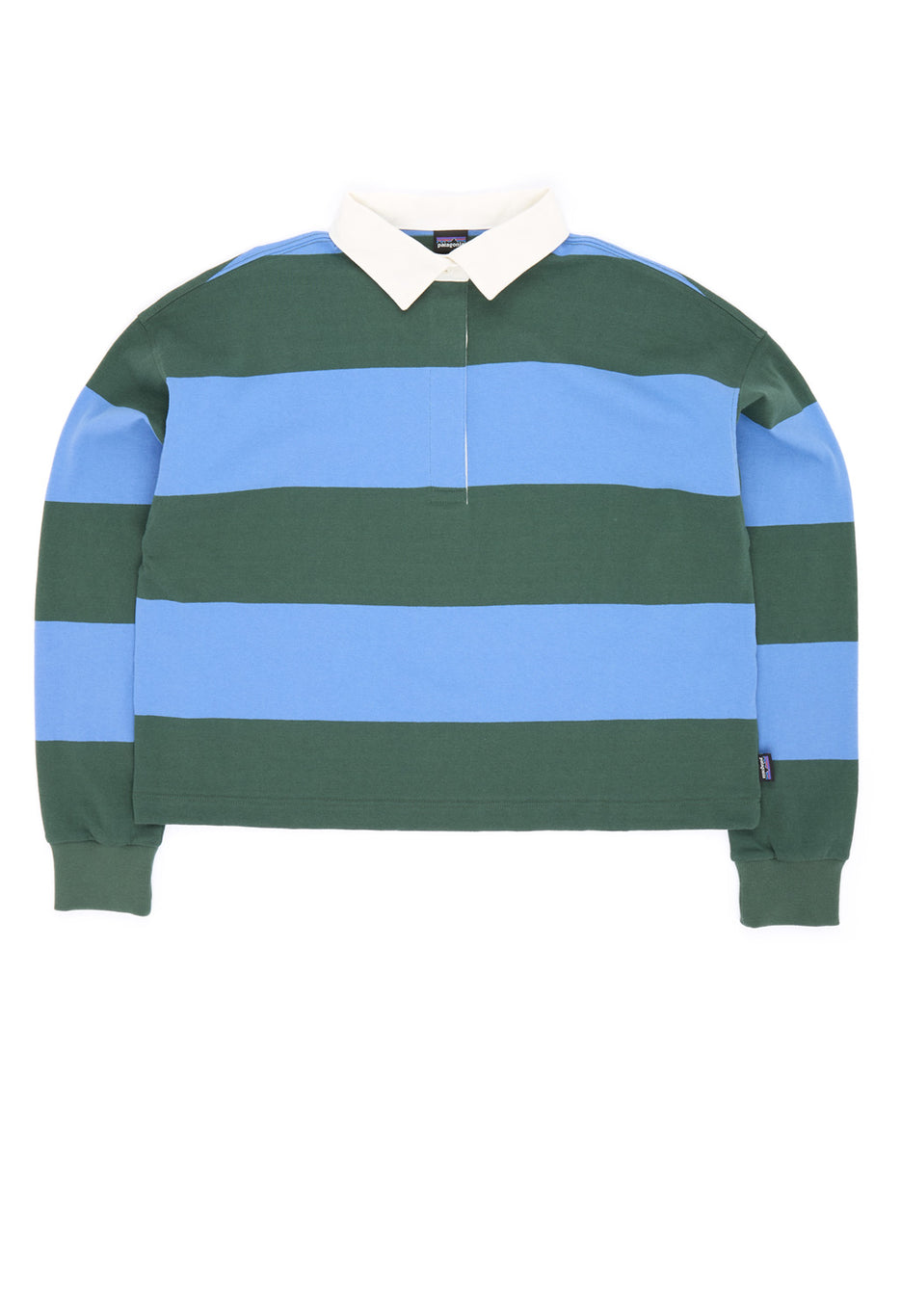 Patagonia Women's Long Sleeve Rugby Shirt - Wide Stripe / Diver Blue