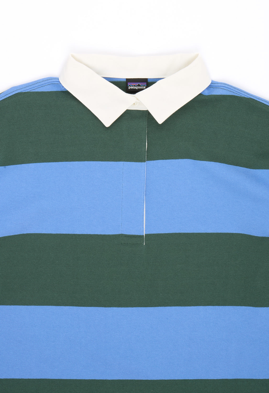 Patagonia Women's Long Sleeve Rugby Shirt - Wide Stripe / Diver Blue