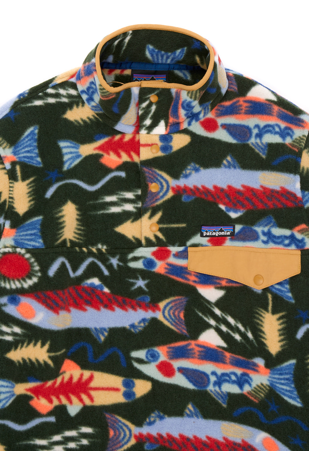 Patagonia Men's Lightweight Synchila Snap-T Pullover - Salmon Energy / Old Growth Green
