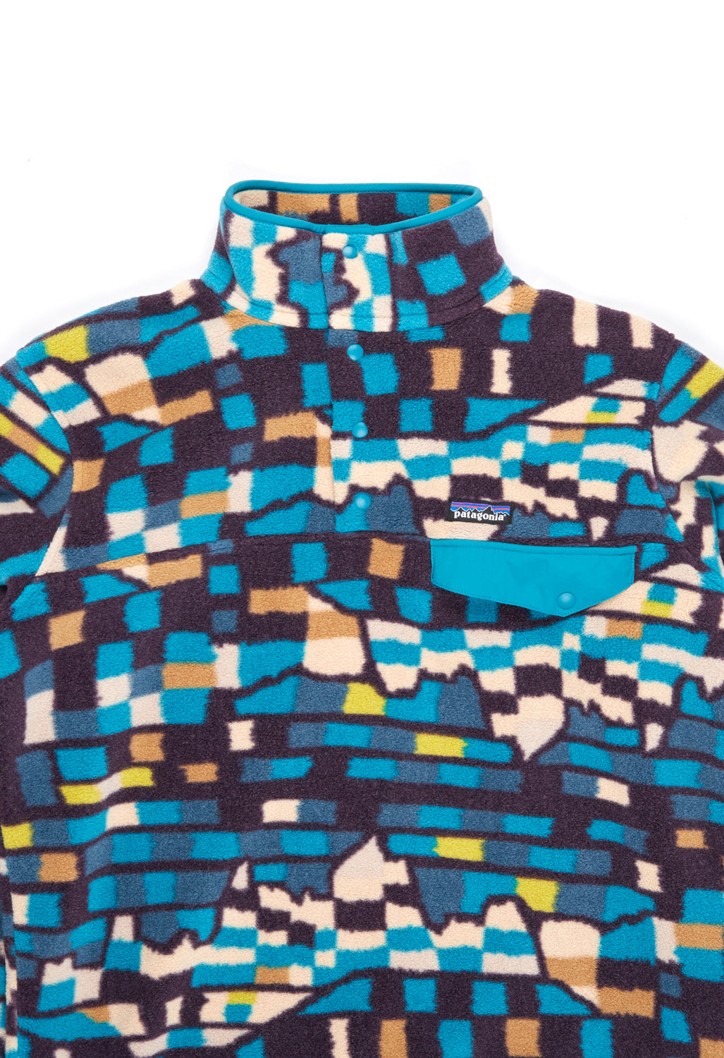 Patagonia Men's Lightweight Synchilla Snap-T Pullover - Fitz Roy Patchwork: Belay Blue