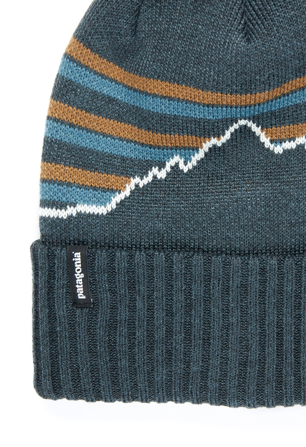 Patagonia Powder Town Beanie Fitz-Roy Stripe: Smolder Blue