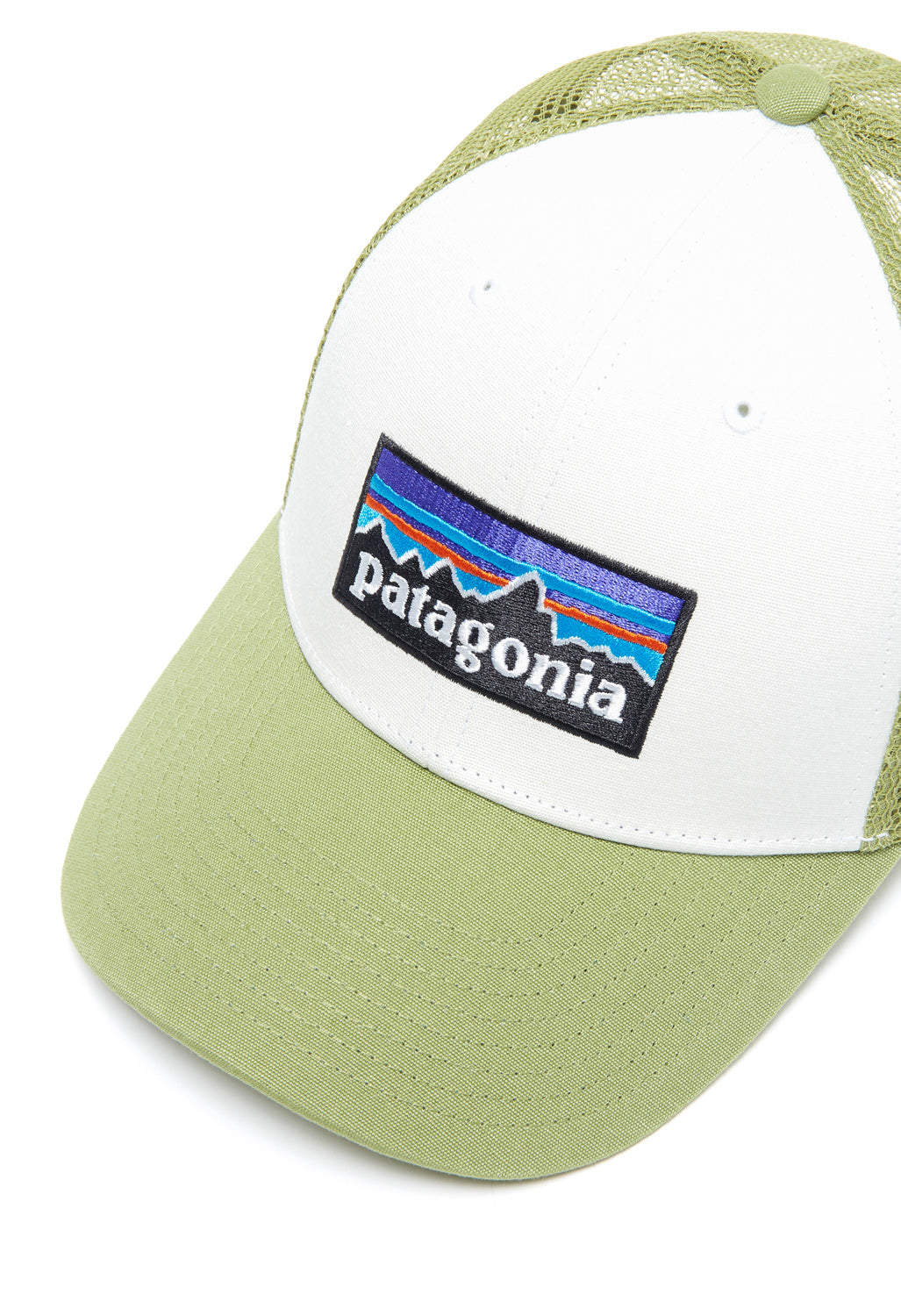 Patagonia P-6 Logo LoPro Trucker Hat - White / Buckhorn Green