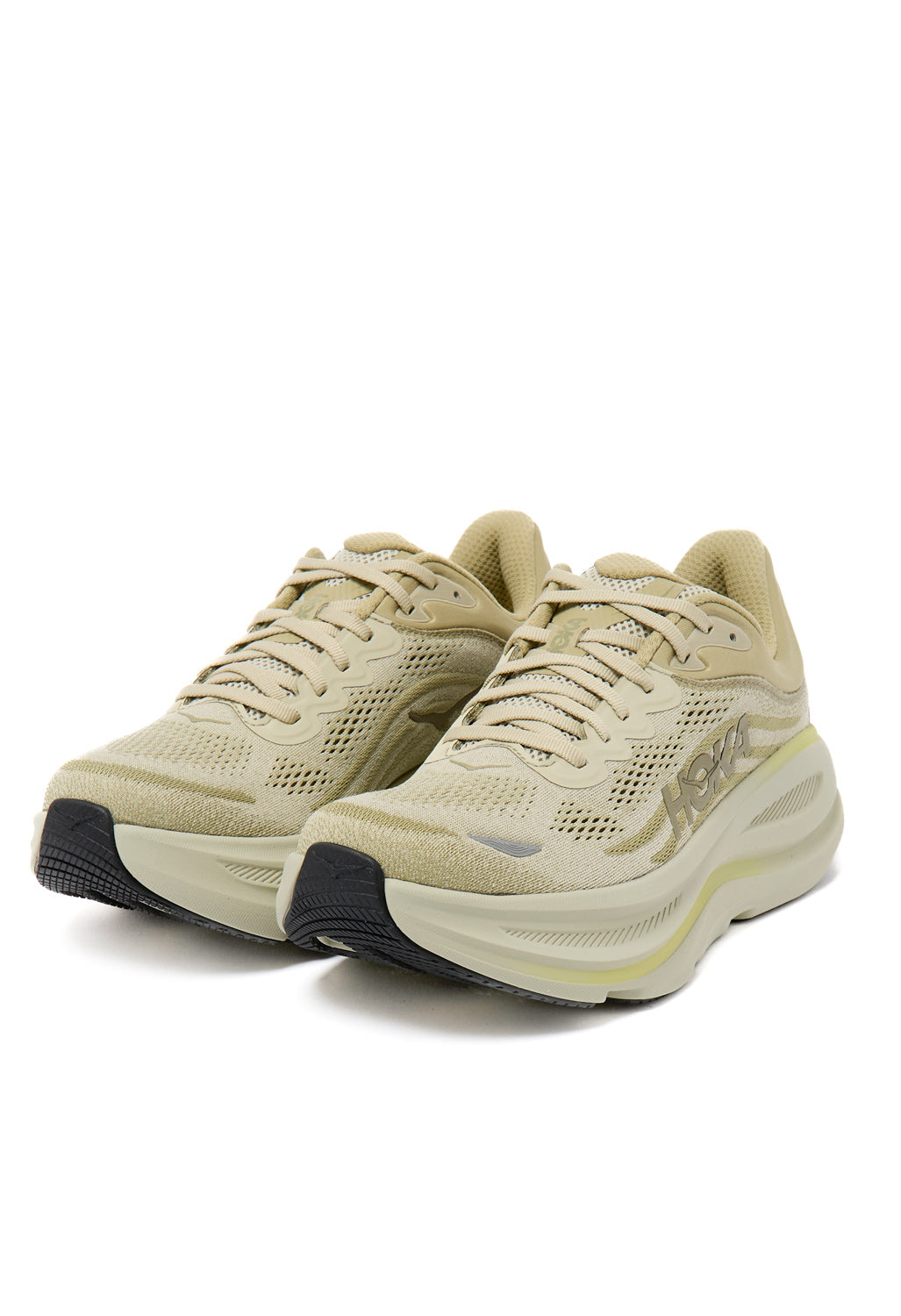 Hoka Men's Bondi 9 Trainers - Grassland / Oyster Mushroom