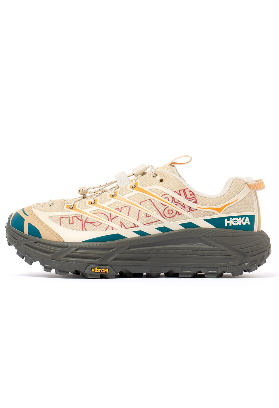 Hoka Mafate Three2 Wordmark Trainers - Cream / Khaki