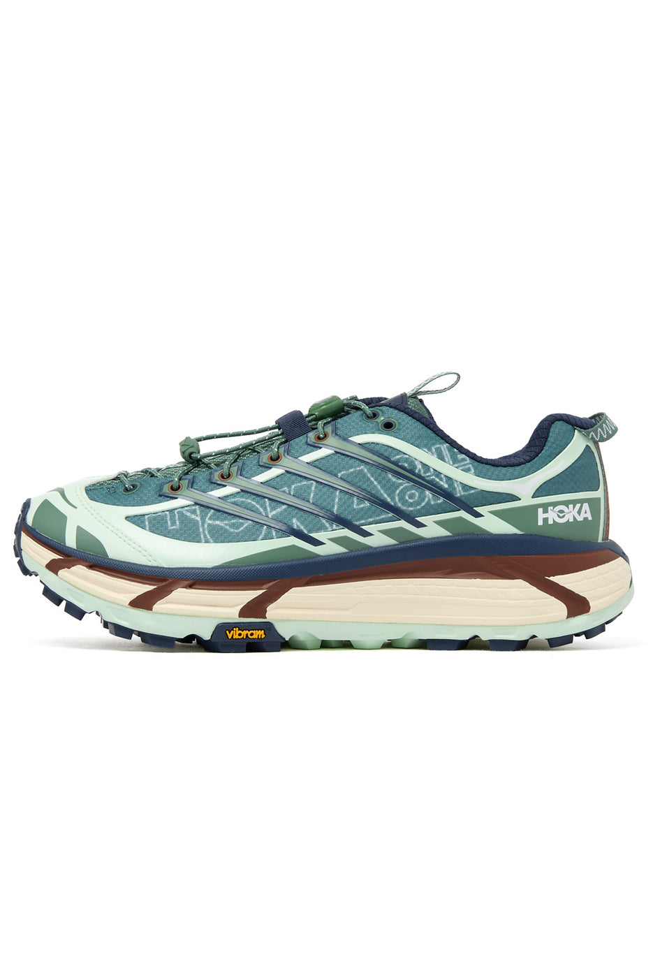 Hoka Mafate Three2 Wordmark Trainers - Fern / Varsity Navy