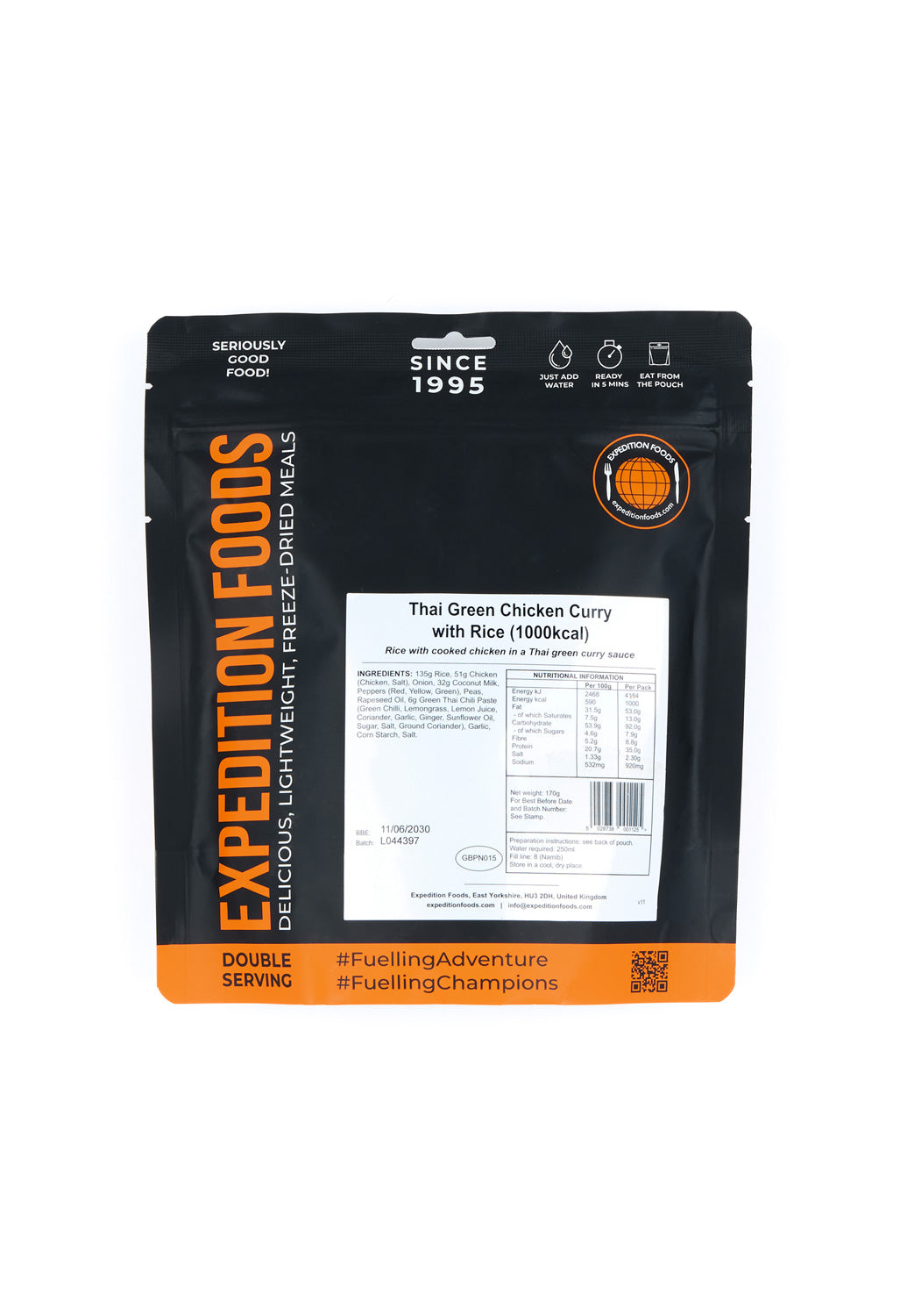 Expedition Foods Thai Green Chicken Curry with Rice - 1000 kcal