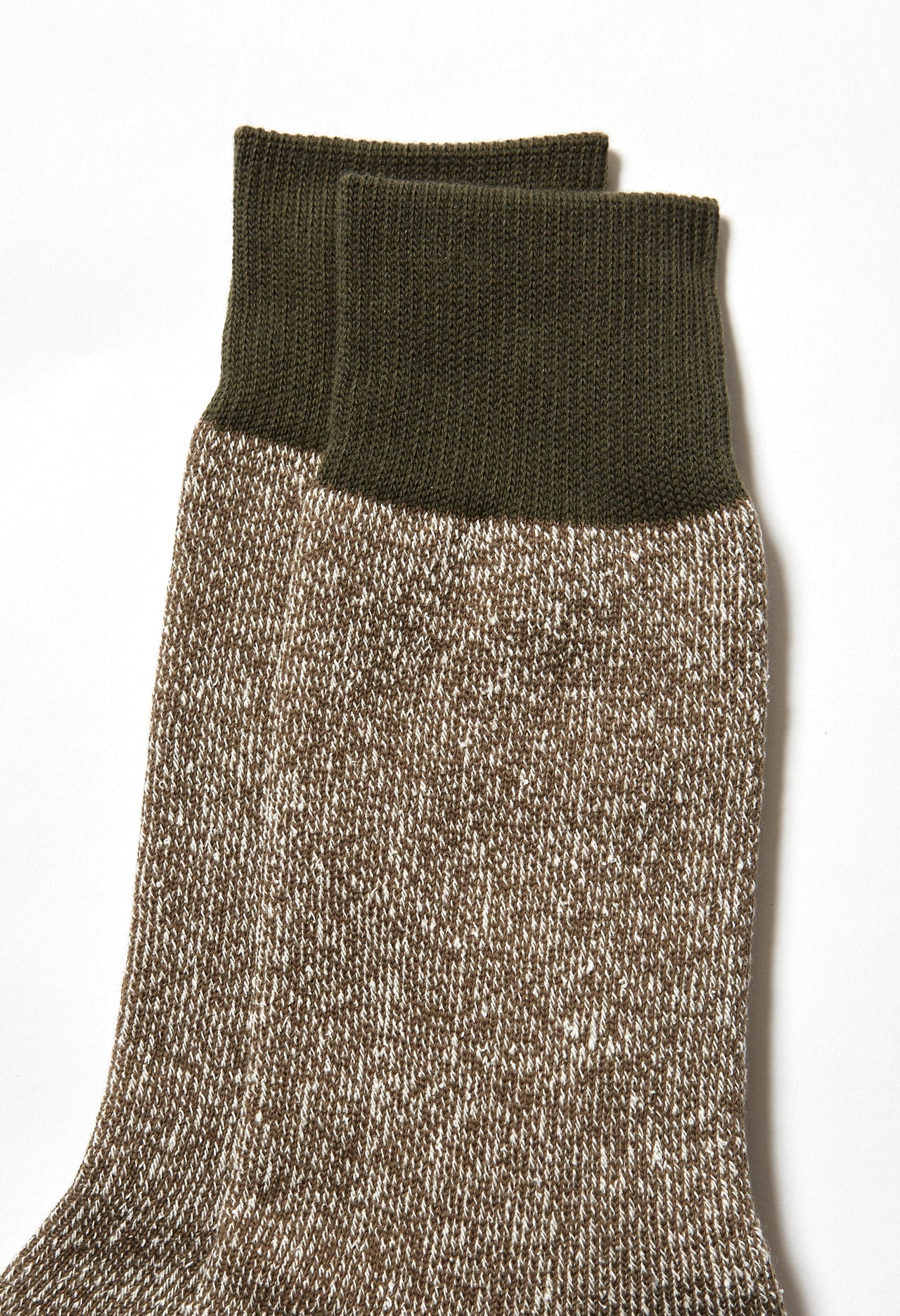 ROTOTO Double Face Silk and Cottton Socks - Olive/Dark Khaki