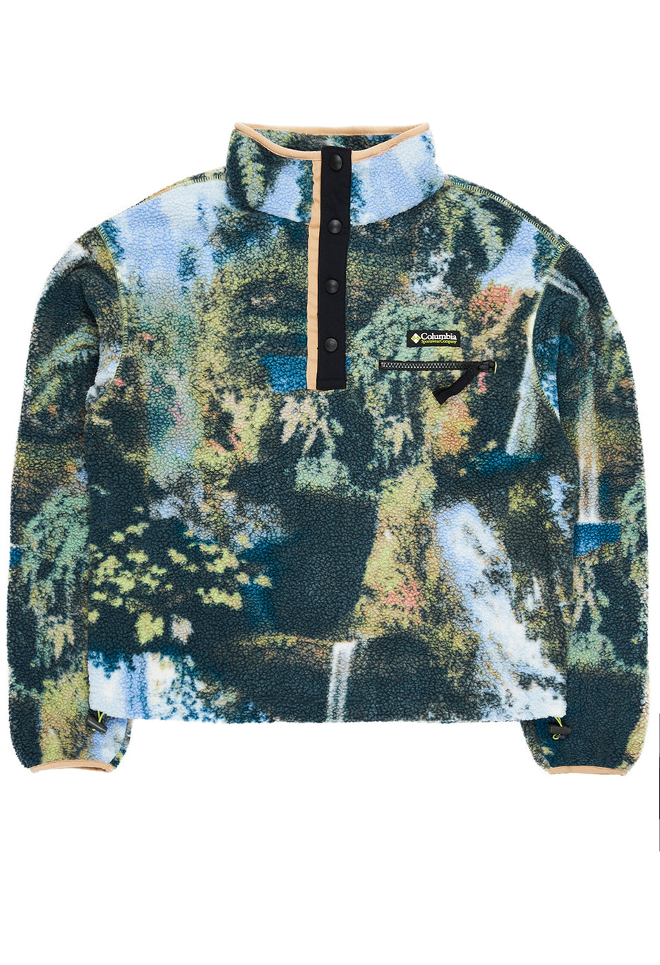 Columbia Women's Helvetia Cropped Half Snap Fleece - Napa Green Chasing Falls Print