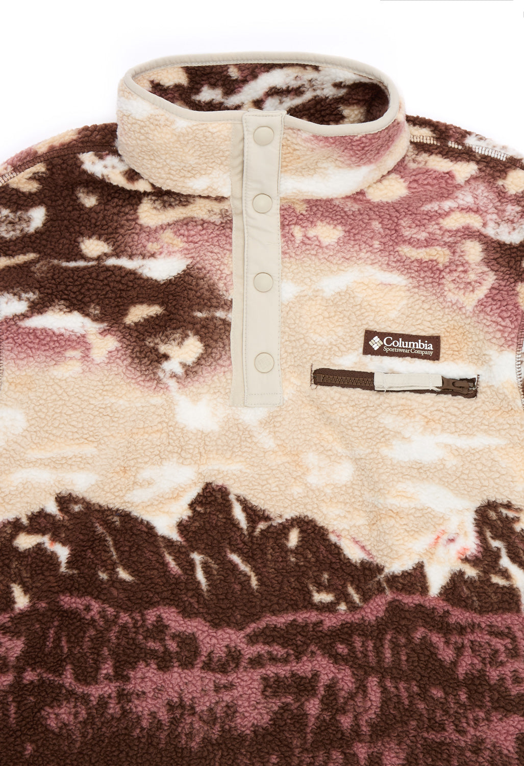 Columbia Women's Helvetia Printed Cropped Half Snap Fleece - Tobacco Sisters, Dark Stone