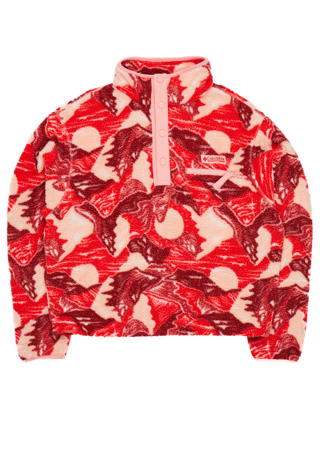 Columbia Women's Helvetia II Printed Cropped Half Snap Fleece - Poppy Red / Sunscape