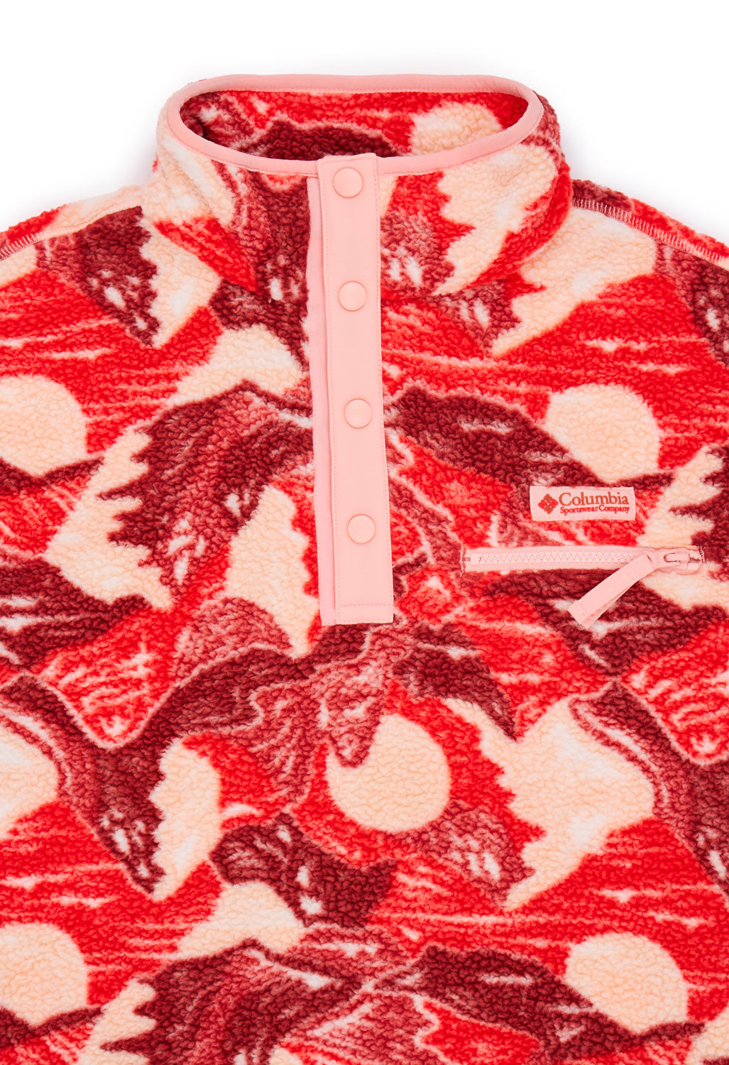 Columbia Women's Helvetia II Printed Cropped Half Snap Fleece - Poppy Red / Sunscape