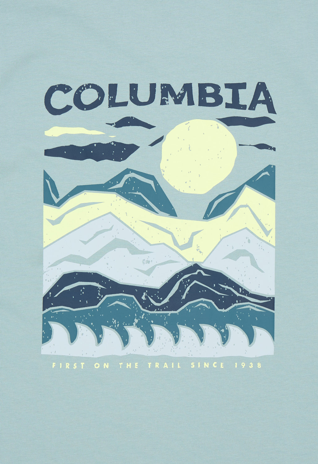Columbia Men's Explorers Canyon Back Print T-Shirt - Crushed Blue, Peaks And Waves