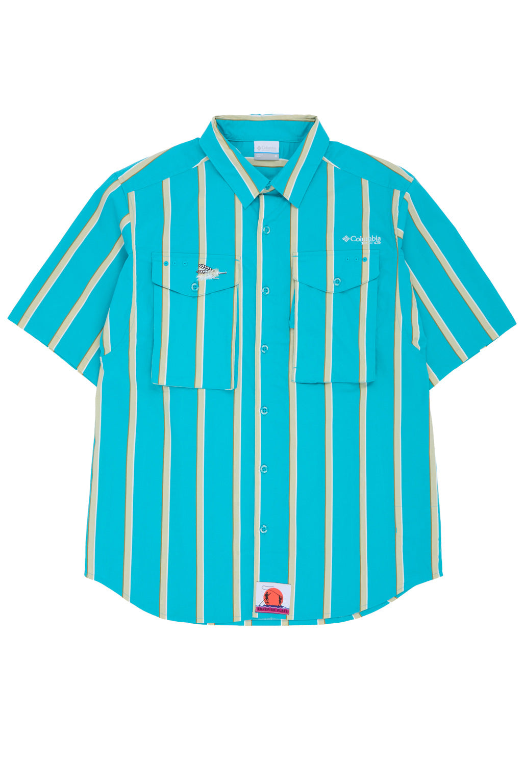 Columbia Men's Bonefish Flats Printed Short Sleeve Shirt - Ocean Teal Bonefish Flats Stripe
