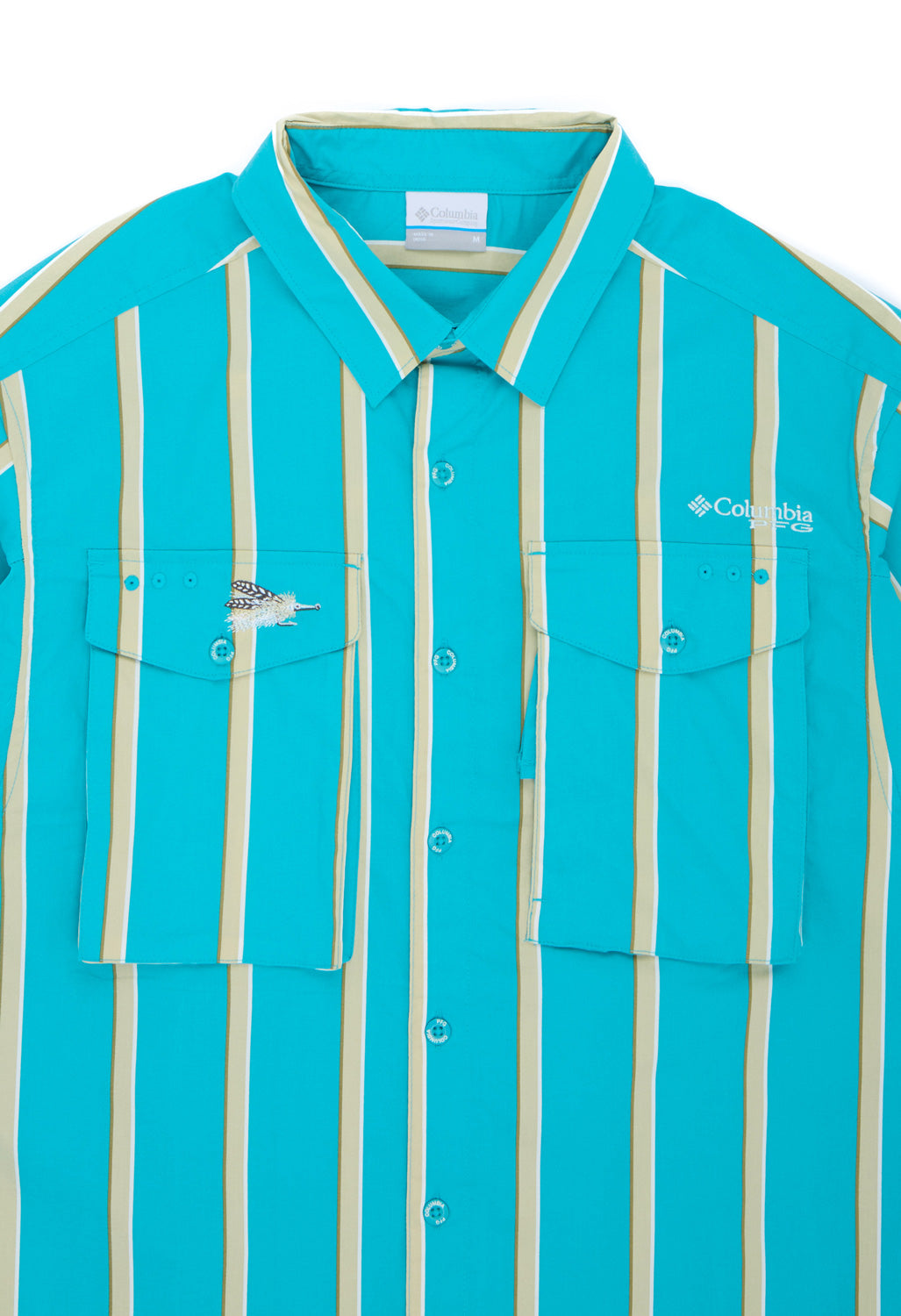 Columbia Men's Bonefish Flats Printed Short Sleeve Shirt - Ocean Teal Bonefish Flats Stripe